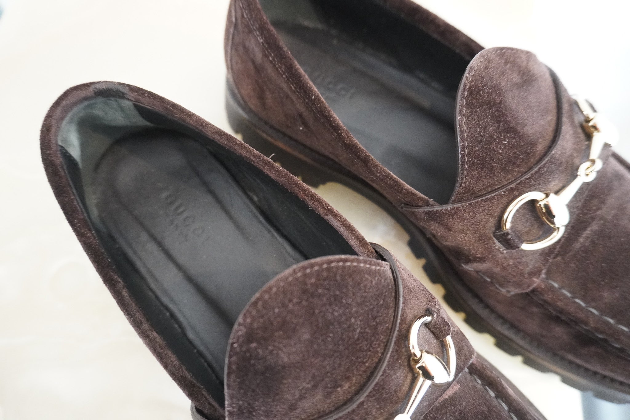 GUCCI horsebit Loafers in Brown Suede (RRP £840) | Authentic Preloved
