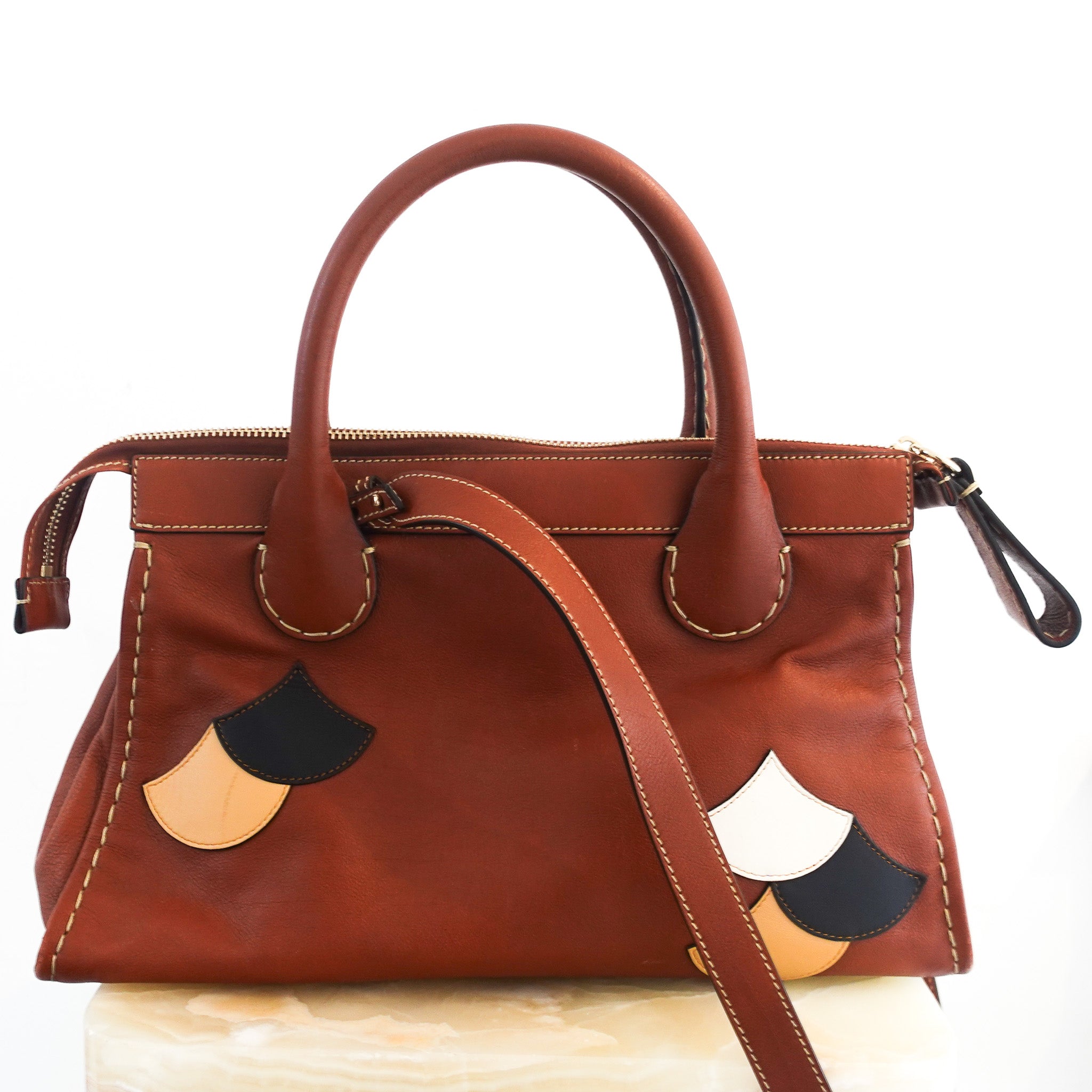 Chloe Edith Medium Patchwork Bag in Brown RRP £1600 | Authentic Preloved