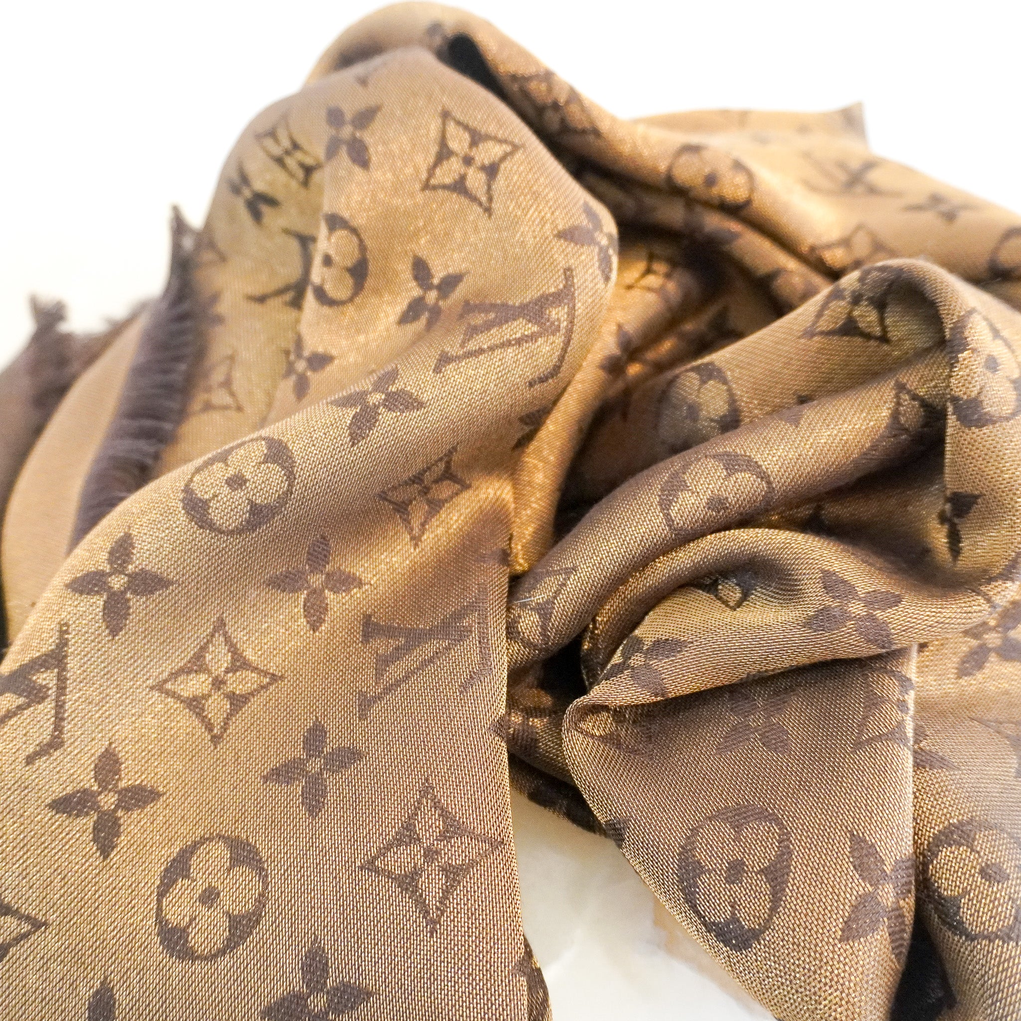 Louis Vuitton Monogram Shine Shawl in Brown RRP £545 | Authentic Preloved