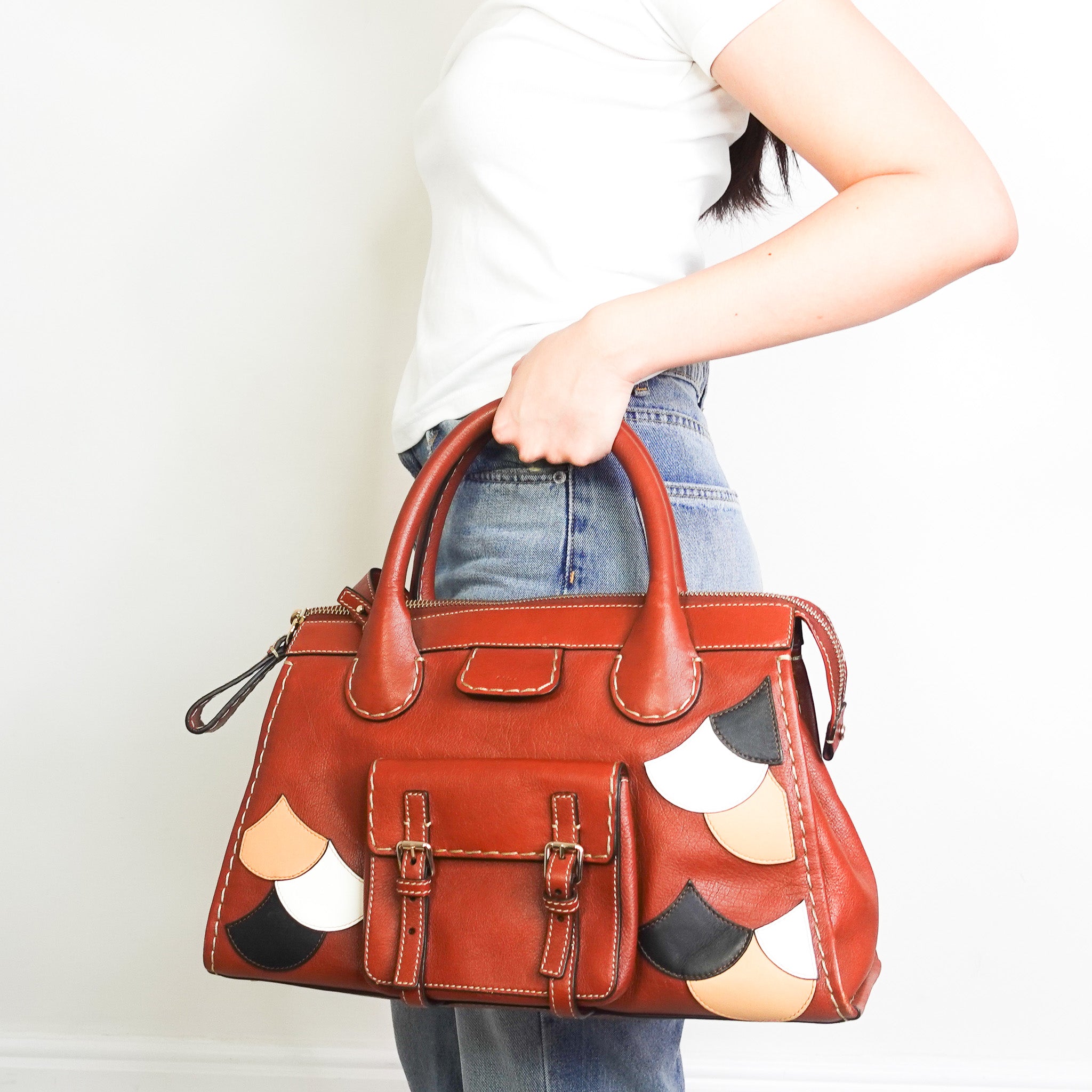 Chloe Edith Medium Patchwork Bag in Brown RRP £1600 | Authentic Preloved