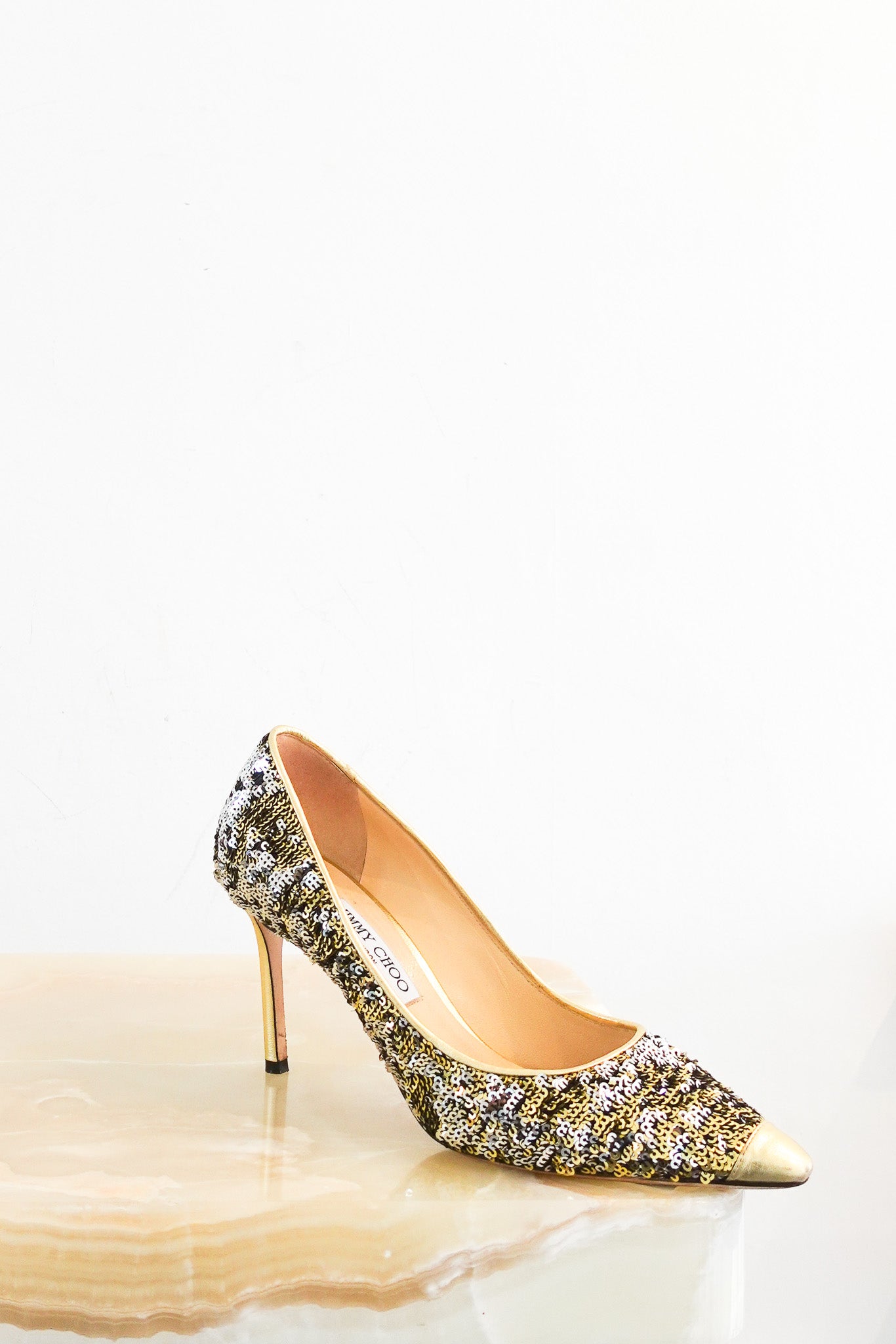 Jimmy Choo Romy 85 Sequin Heels RRP £500 Authentic Preloved