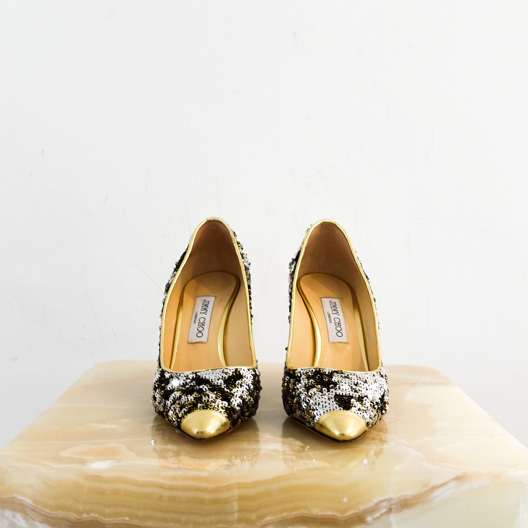 Jimmy Choo Romy 85 Sequin Heels RRP £500 | Authentic Preloved - Reloved Again