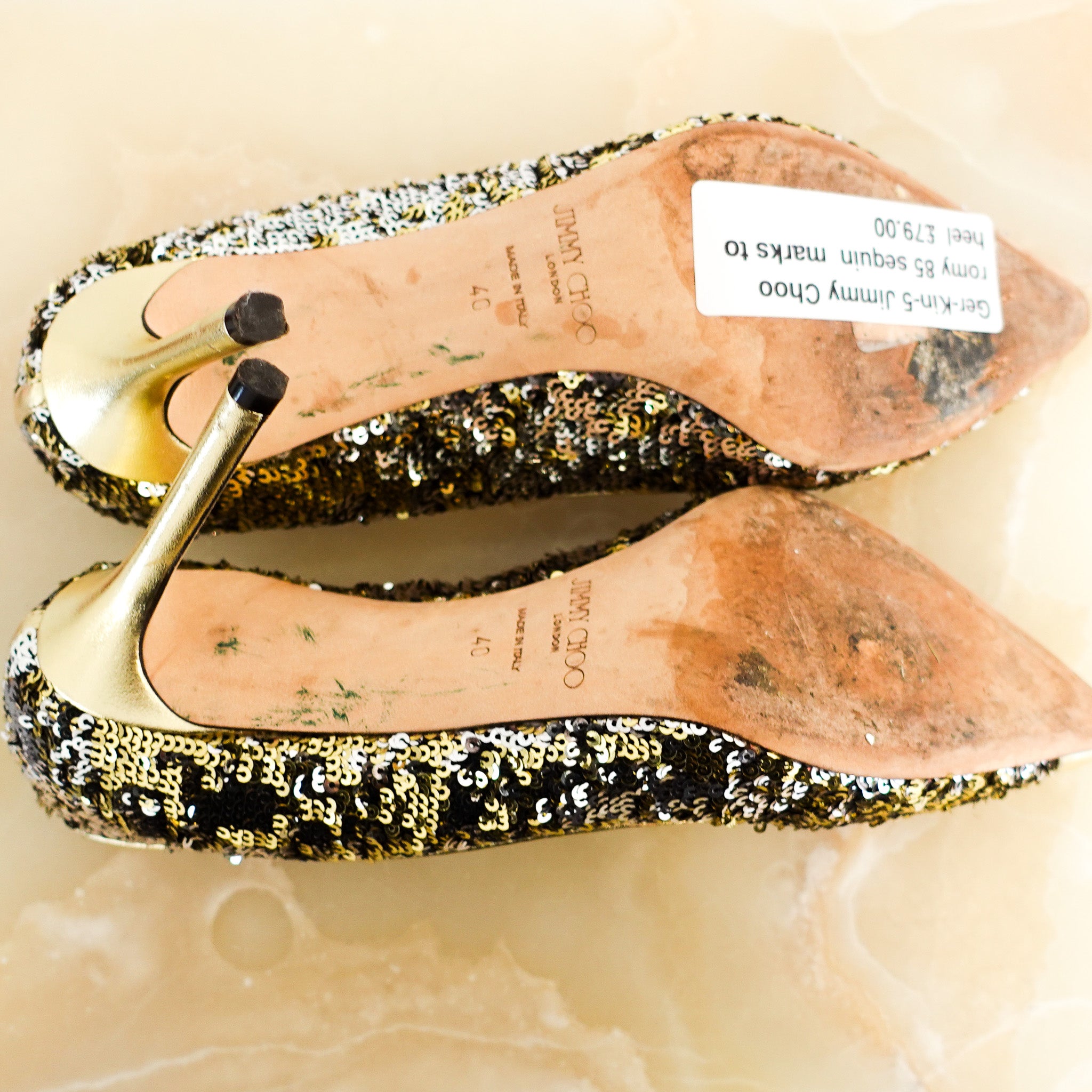 Jimmy Choo Romy 85 Sequin Heels RRP £500 | Authentic Preloved - Reloved Again