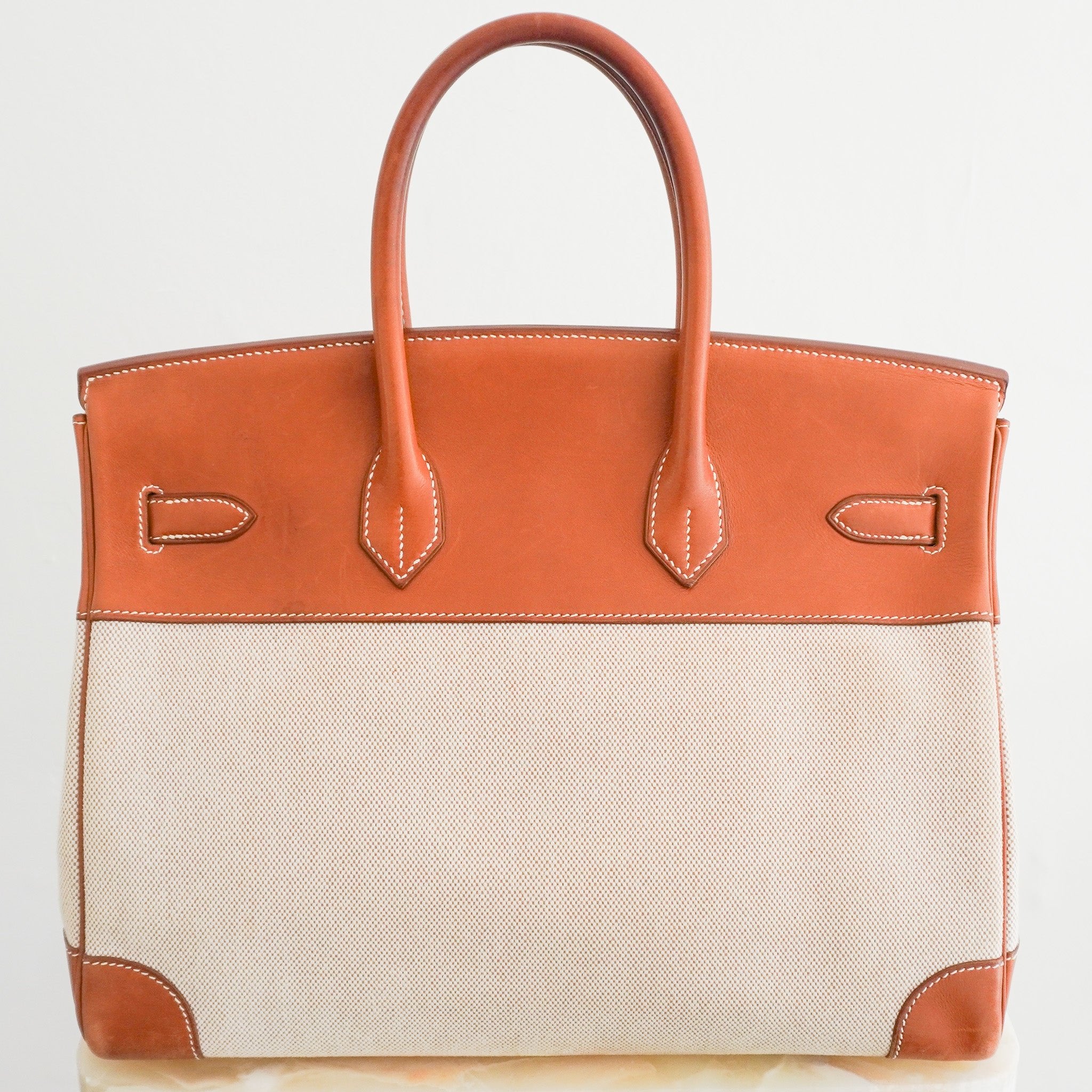 Hermès Birkin 35 Fauve Barenia Toile H Canvas Palladium Hardware Bag | Authentic Preloved - Reloved Again