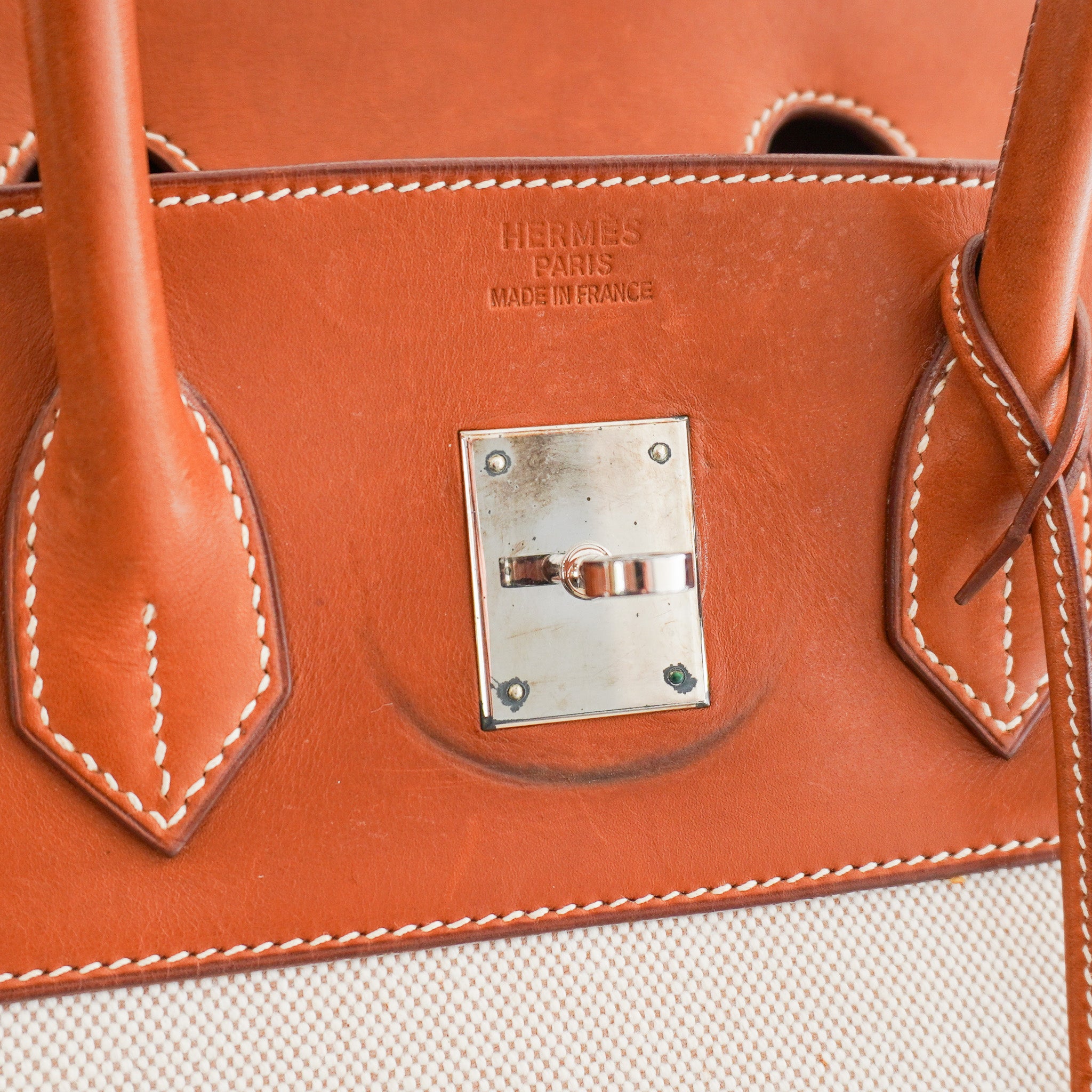 Hermès Birkin 35 Fauve Barenia Toile H Canvas Palladium Hardware Bag | Authentic Preloved