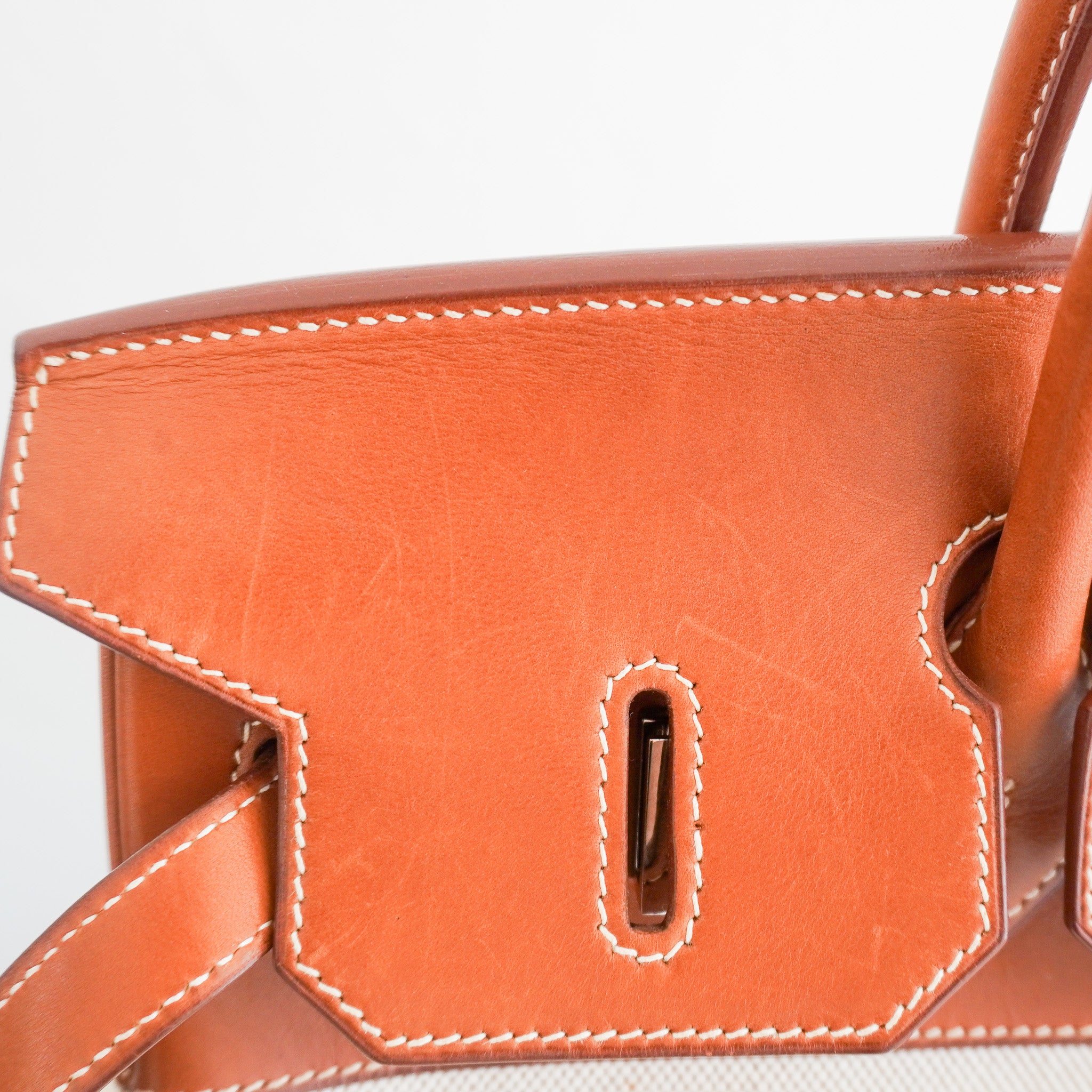 Hermès Birkin 35 Fauve Barenia Toile H Canvas Palladium Hardware Bag | Authentic Preloved