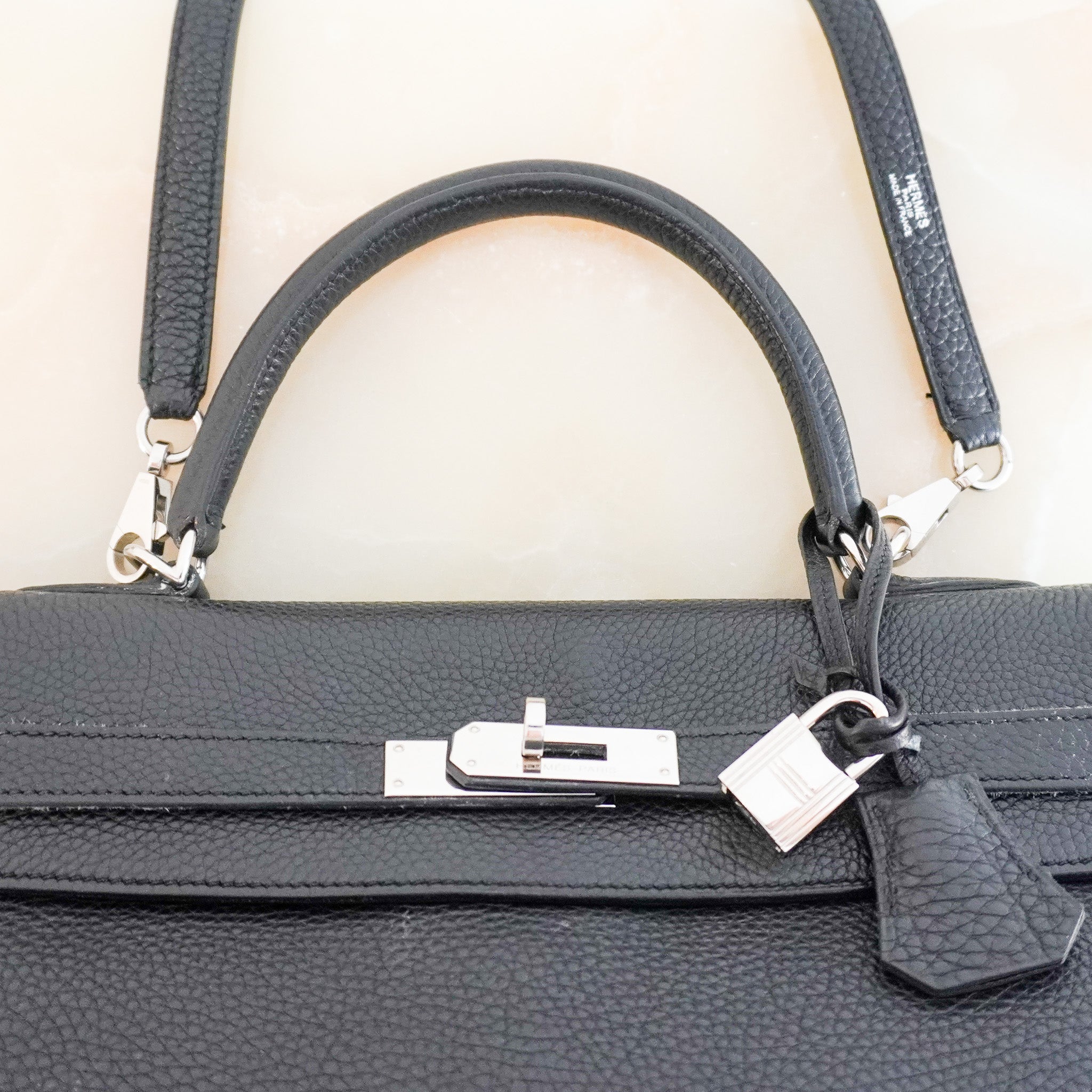 Hermès Kelly 35 Bag (2006) in Noir Togo Leather and Palladium Hardware | Authentic Preloved