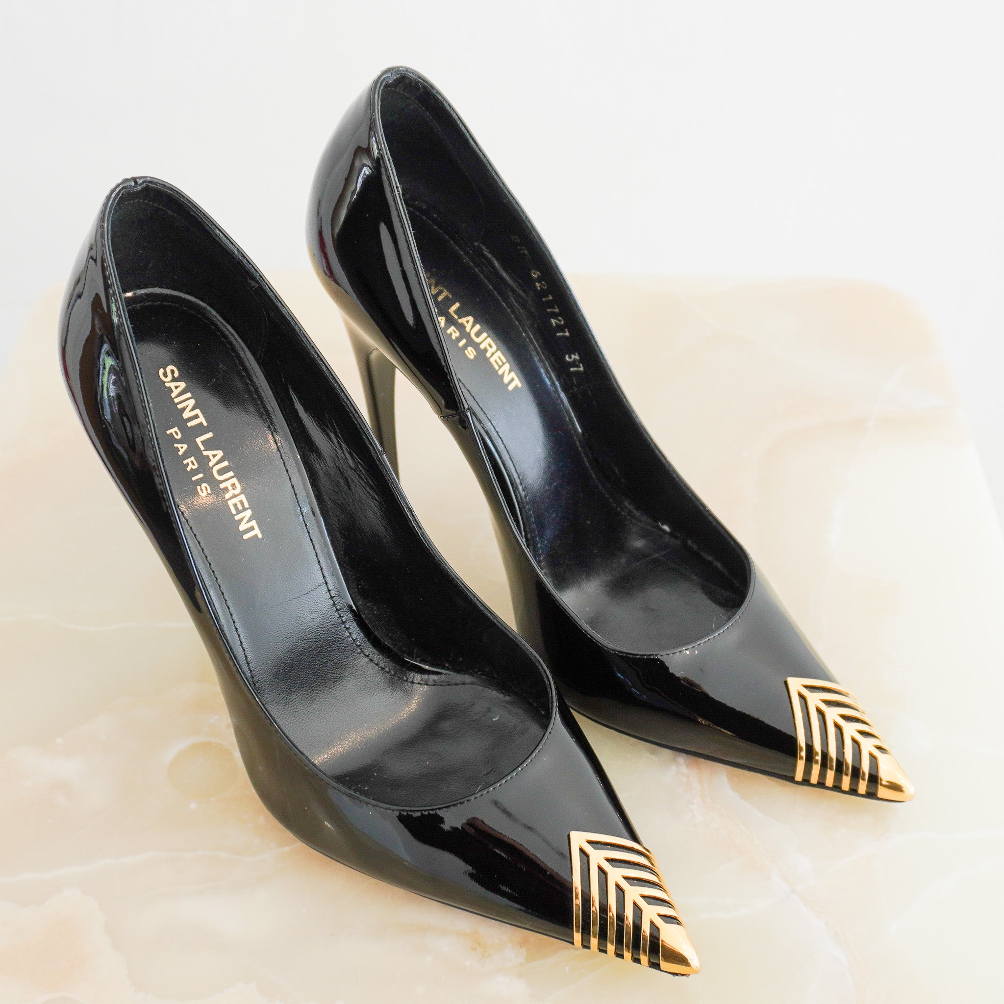 Saint Laurent Paris Black Patent Leather Pumps (RRP £800) | Authentic Preloved - Reloved Again