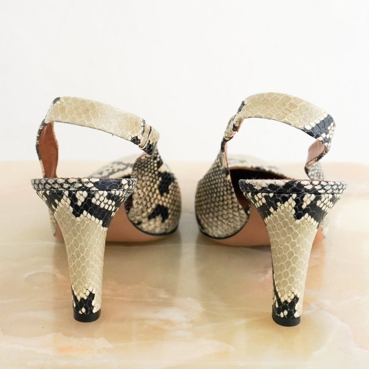 Paris Texas Snake Skin Slingback Heels (RRP £250) | Authentic Preloved