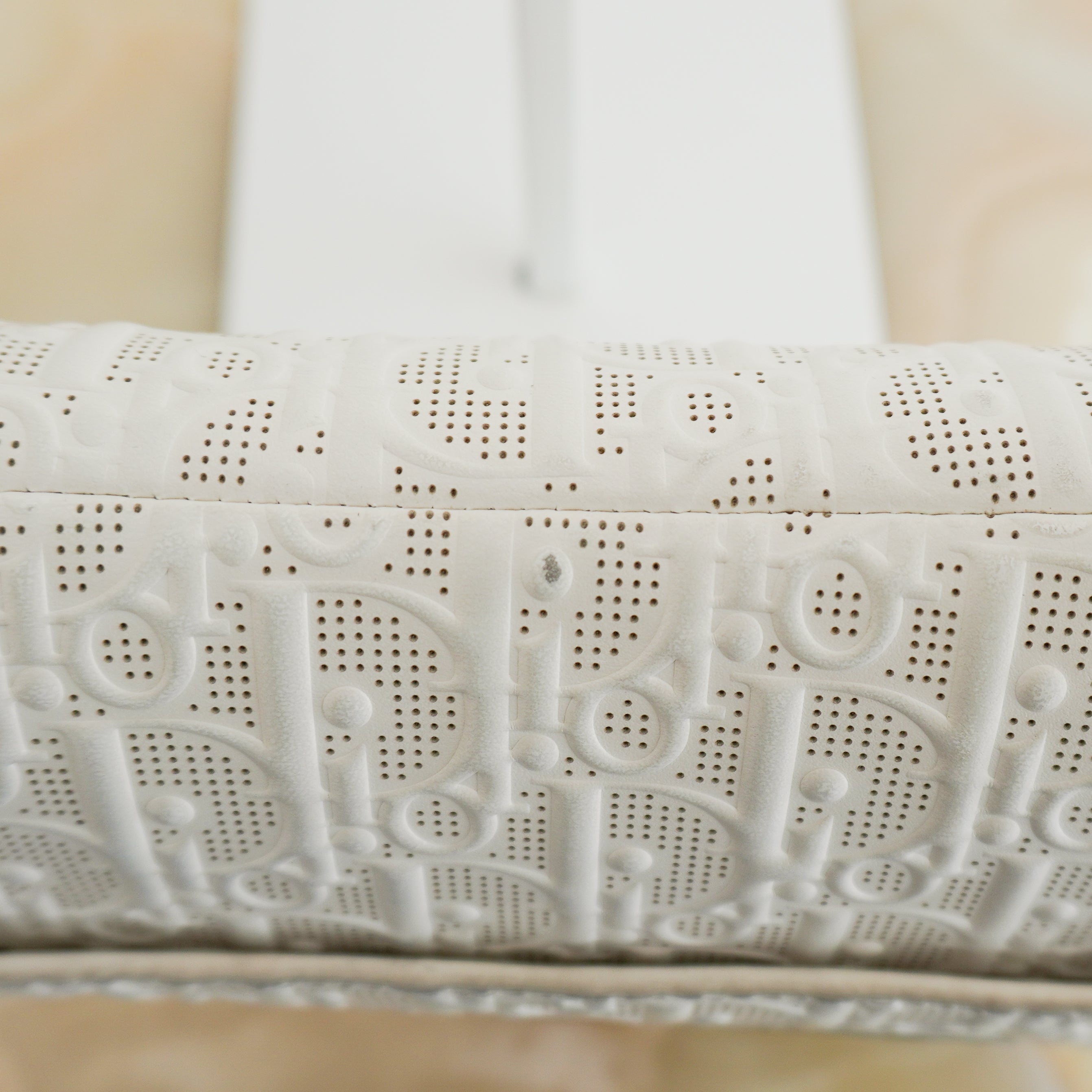 Dior White Perforated Oblique Saddle Bag with Strap (RRP £3500) | Authentic Preloved