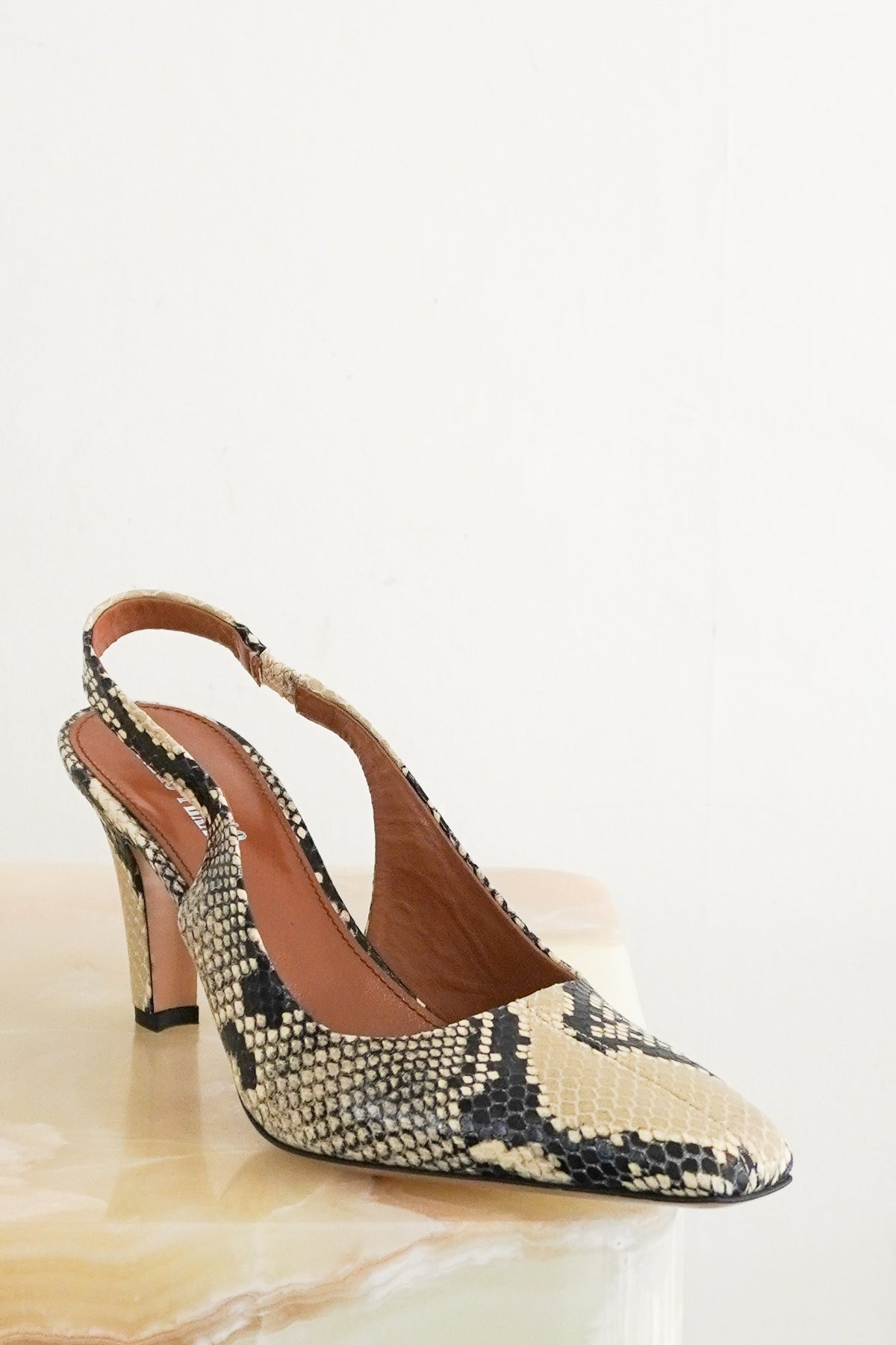 Paris Texas Snake Skin Slingback Heels (RRP £250) | Authentic Preloved