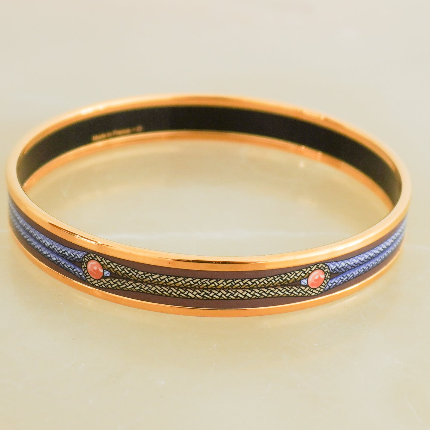 Hermes Blue Enamel Bracelet in Gold Plated Metal RRP £315 | Authentic Preloved FINAL SALE