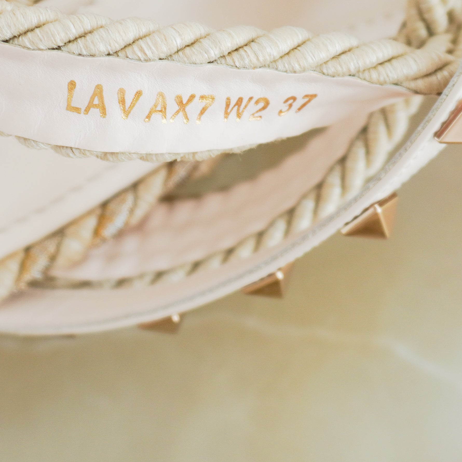 Valentino Rockstud Raffia Platform Wedge Sandals Cream & Metallic Thread RRP £800 | Authentic Preloved