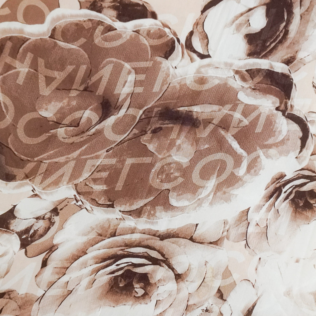 Chanel Brown Camellia Silk Scarf RRP £460 FINAL SALE