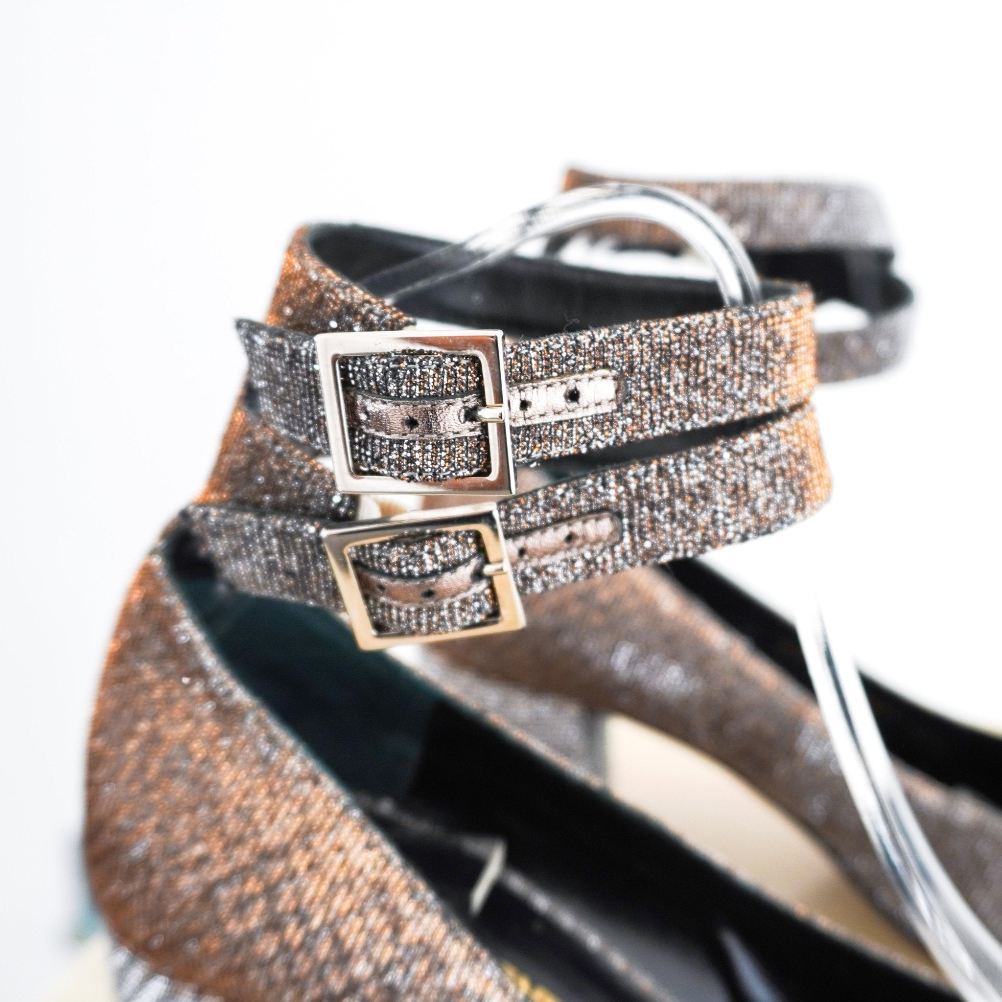 Saint Laurent Silver & Gold Babies Glitter Heels RRP £899 | Authentic Preloved - Reloved Again