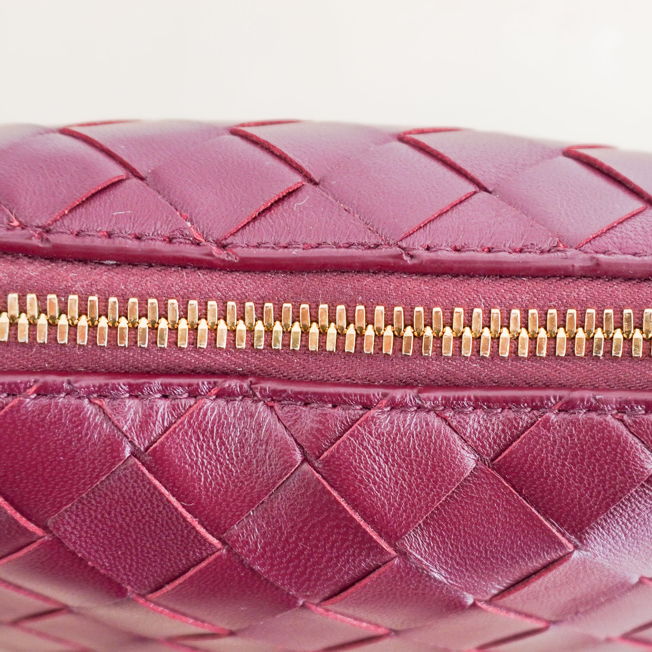 Bottega Veneta Intreciatto Concert Crossbody Bag in Burgundy (RRP £1730) | Authentic Preloved