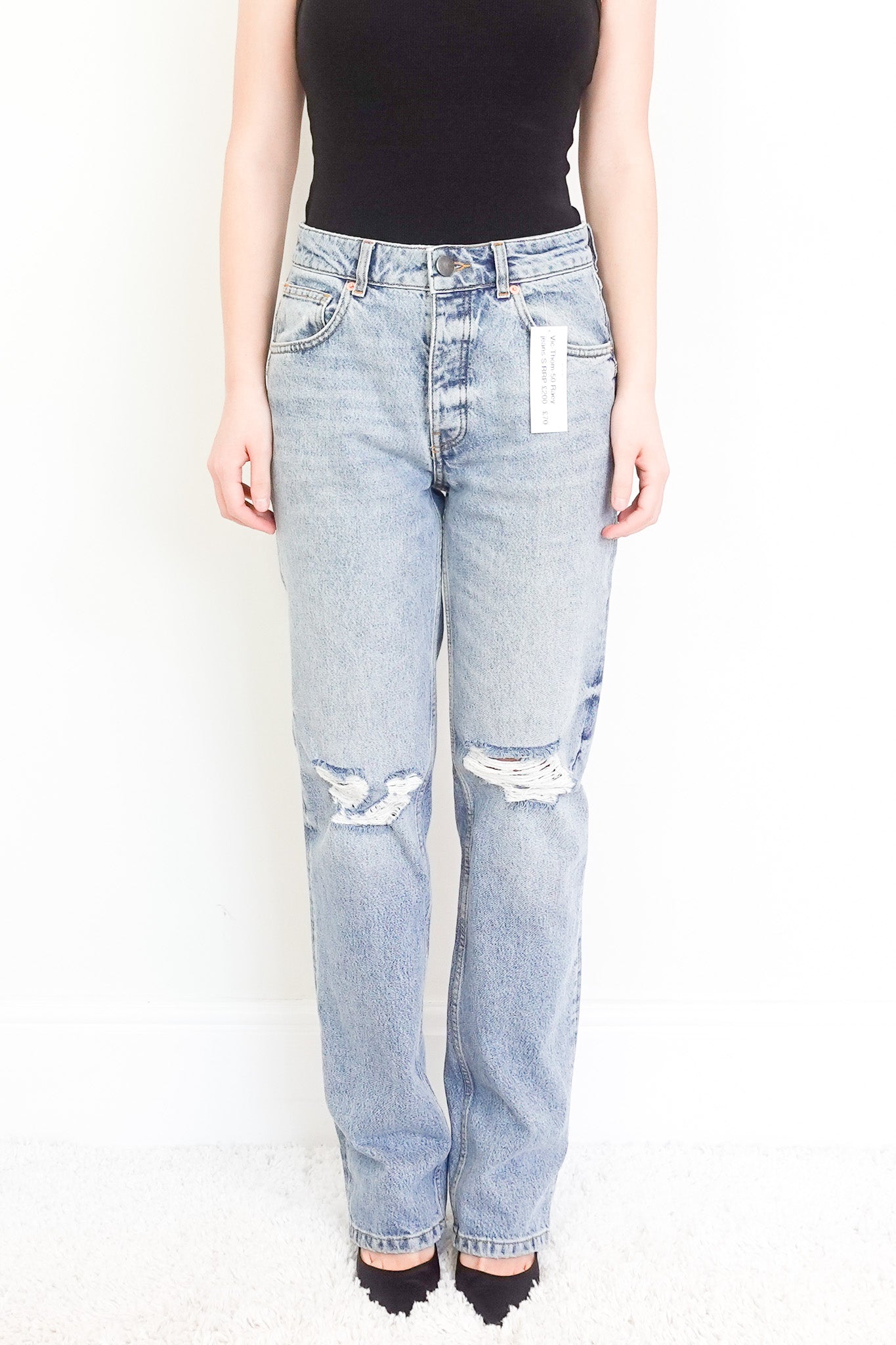 Raey Distressed light - wash blue jeans RRP £200 - Reloved Again