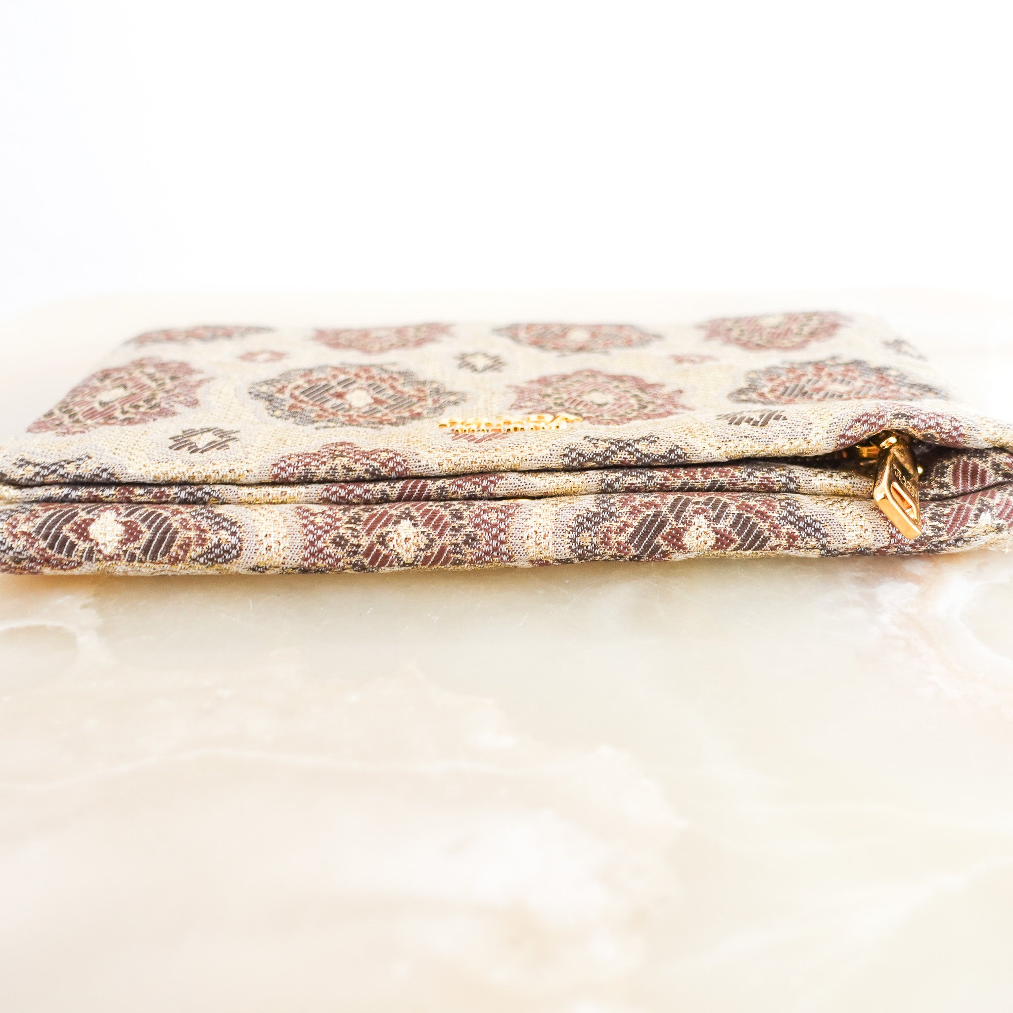Prada Brocade Clutch in Gold | Authentic Preloved - Reloved Again