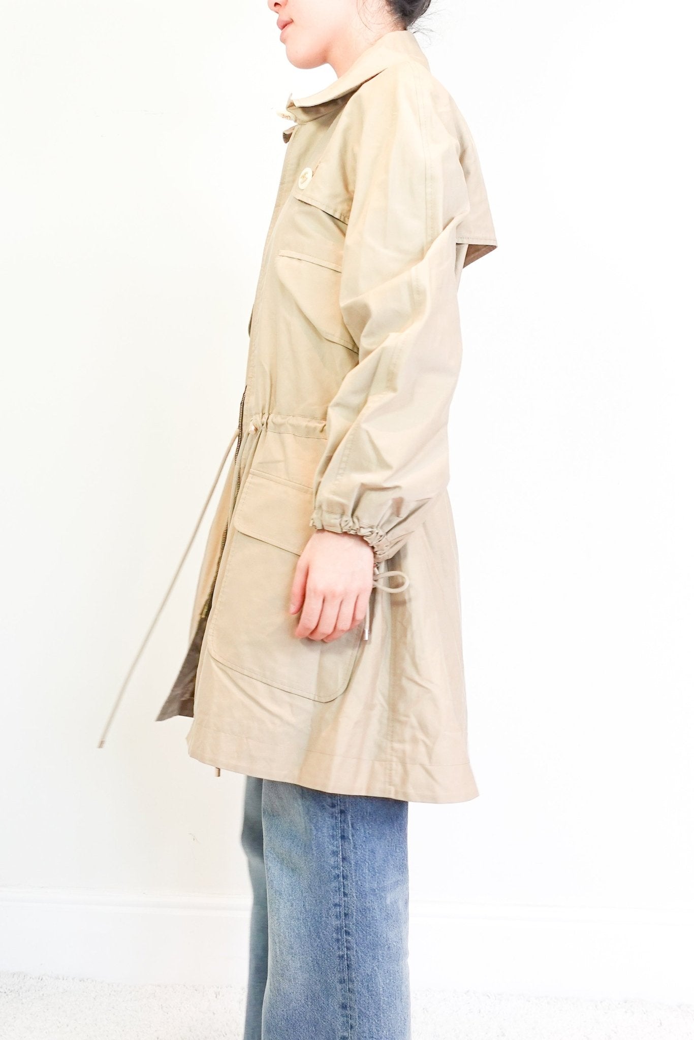 Chanel Beige Parka with Iconic Chain Belt twill RRP £3000 | Authentic Preloved - Reloved Again