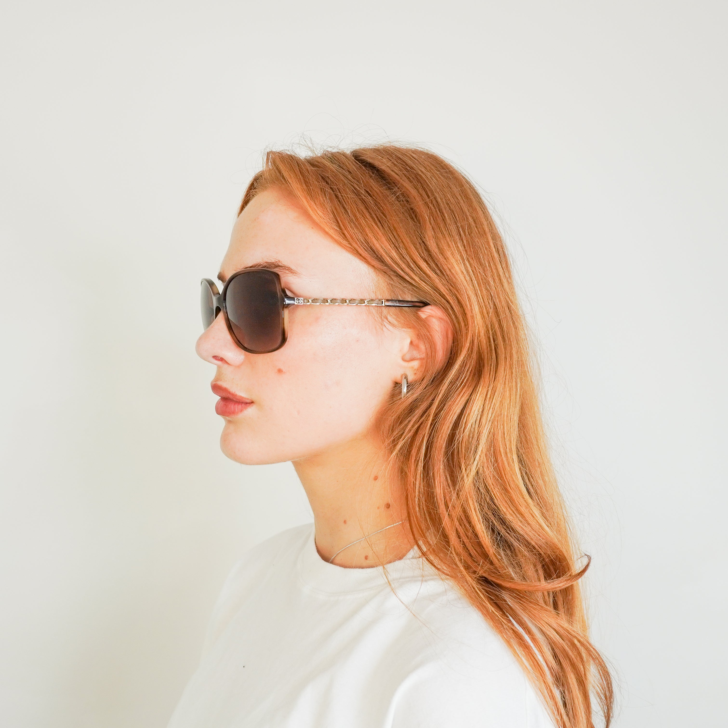 Chanel Brown Gradient Chain Arm Square Sunglasses (RRP £450) | Authentic Preloved FINAL SALE