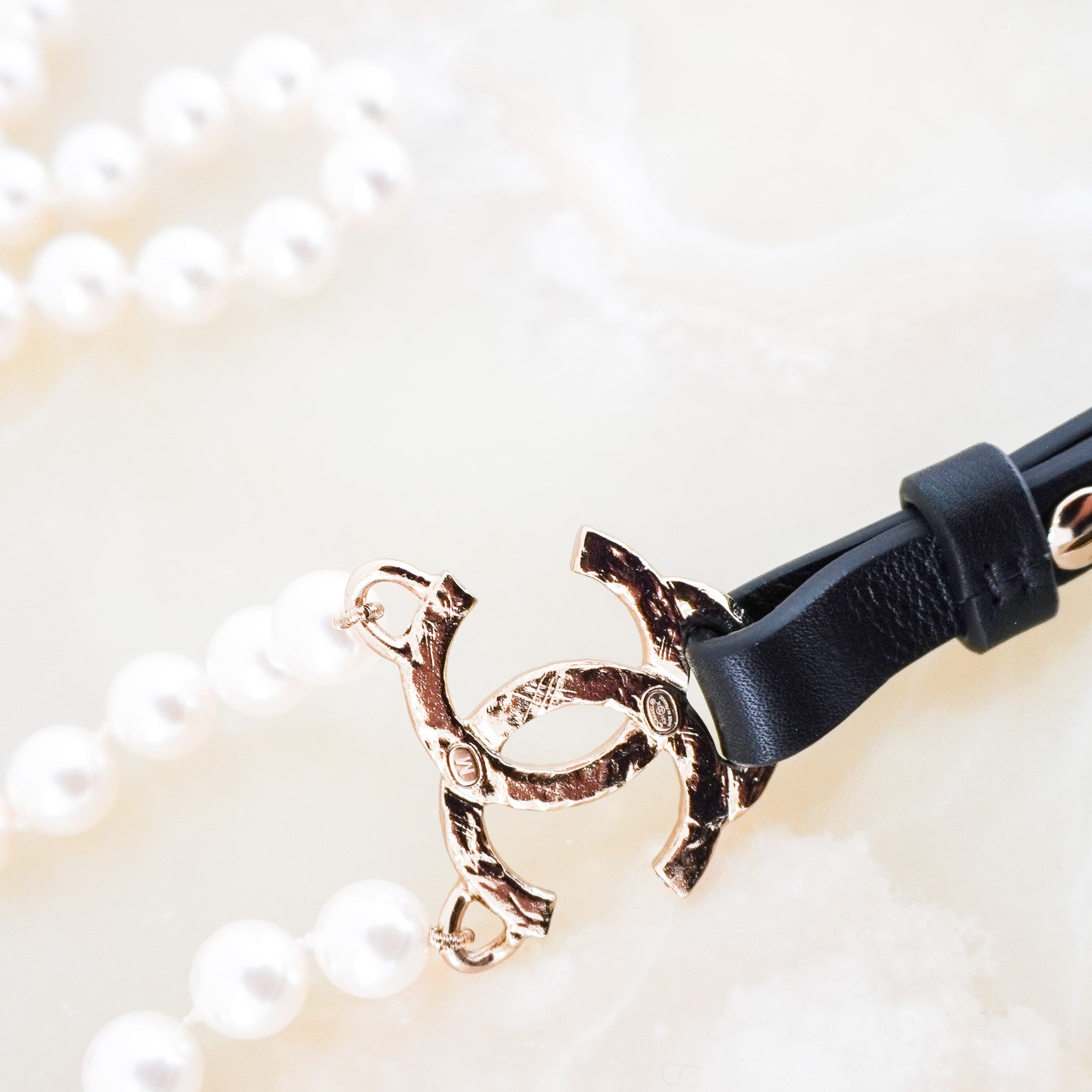 RARE Chanel Coco Mark Calfskin and Faux Pearl Suspenders | FINAL SALE Authentic Preloved - Reloved Again