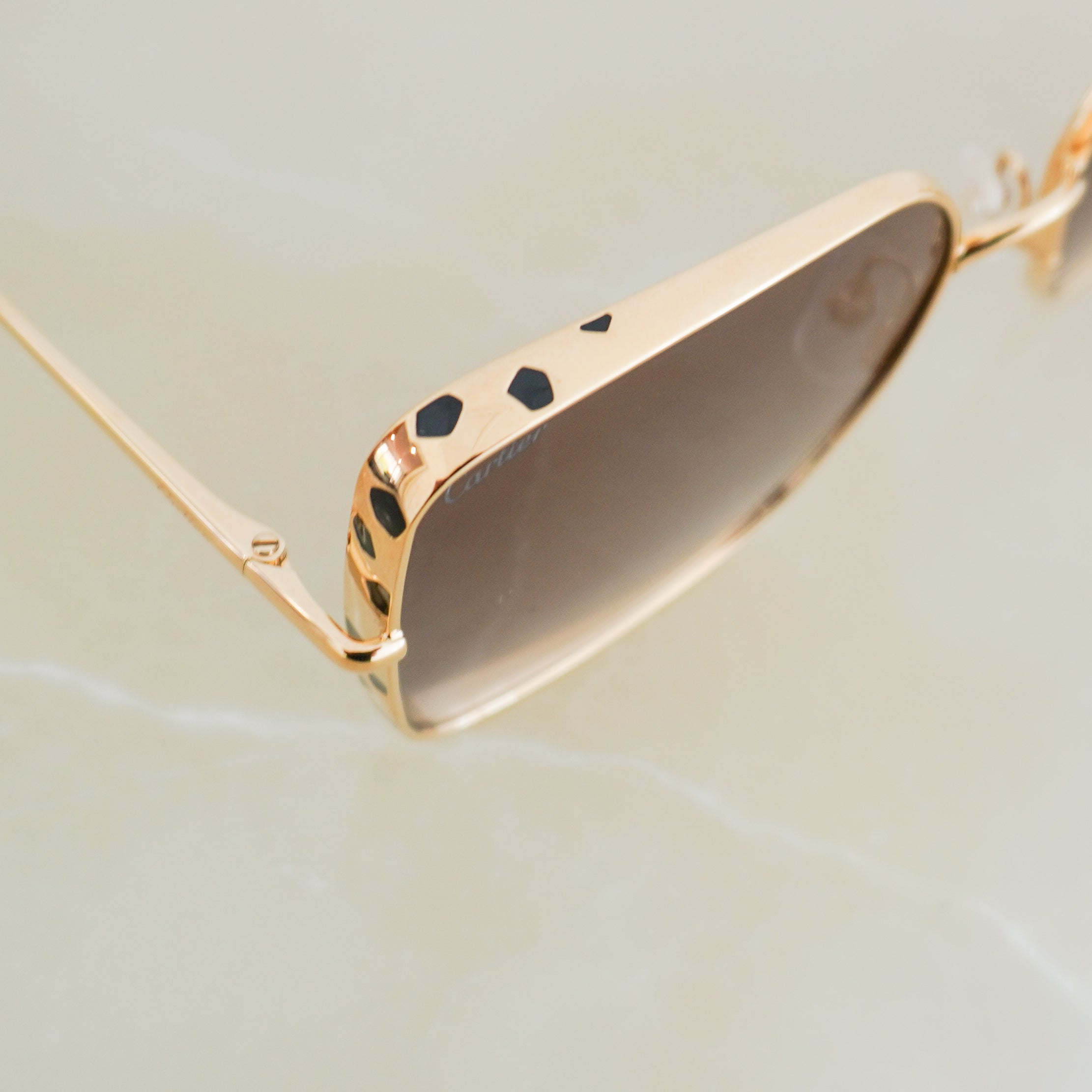 Cartier Panthère De Cartier Gold-Tone Square Sunglasses (RRP £865) | Authentic Preloved FINAL SALE