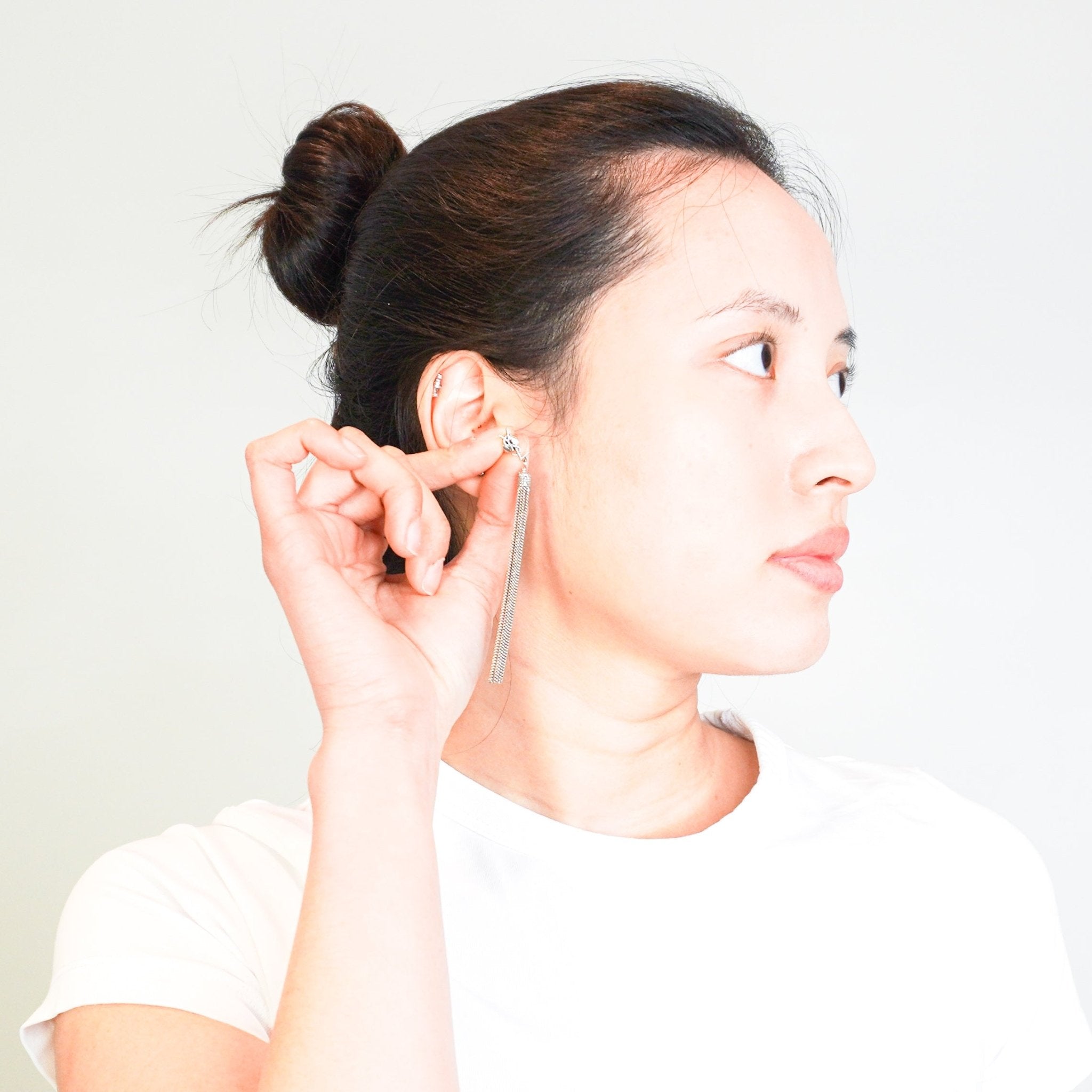 Saint Laurent Silver Loulou Chain Earrings RRP £372 | Authentic Preloved FINAL SALE