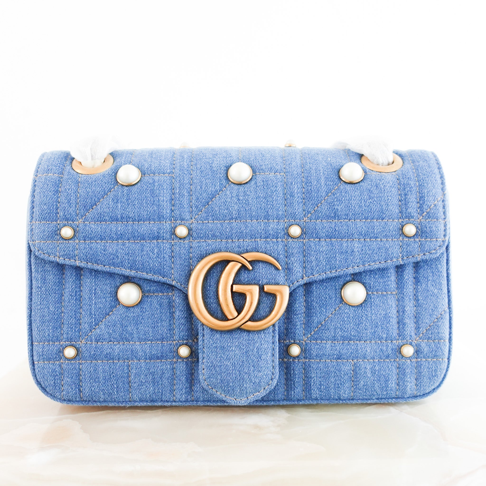 Gucci GG Marmont Blue Denim Shoulder Bag RRP £2000 | Authentic Preloved