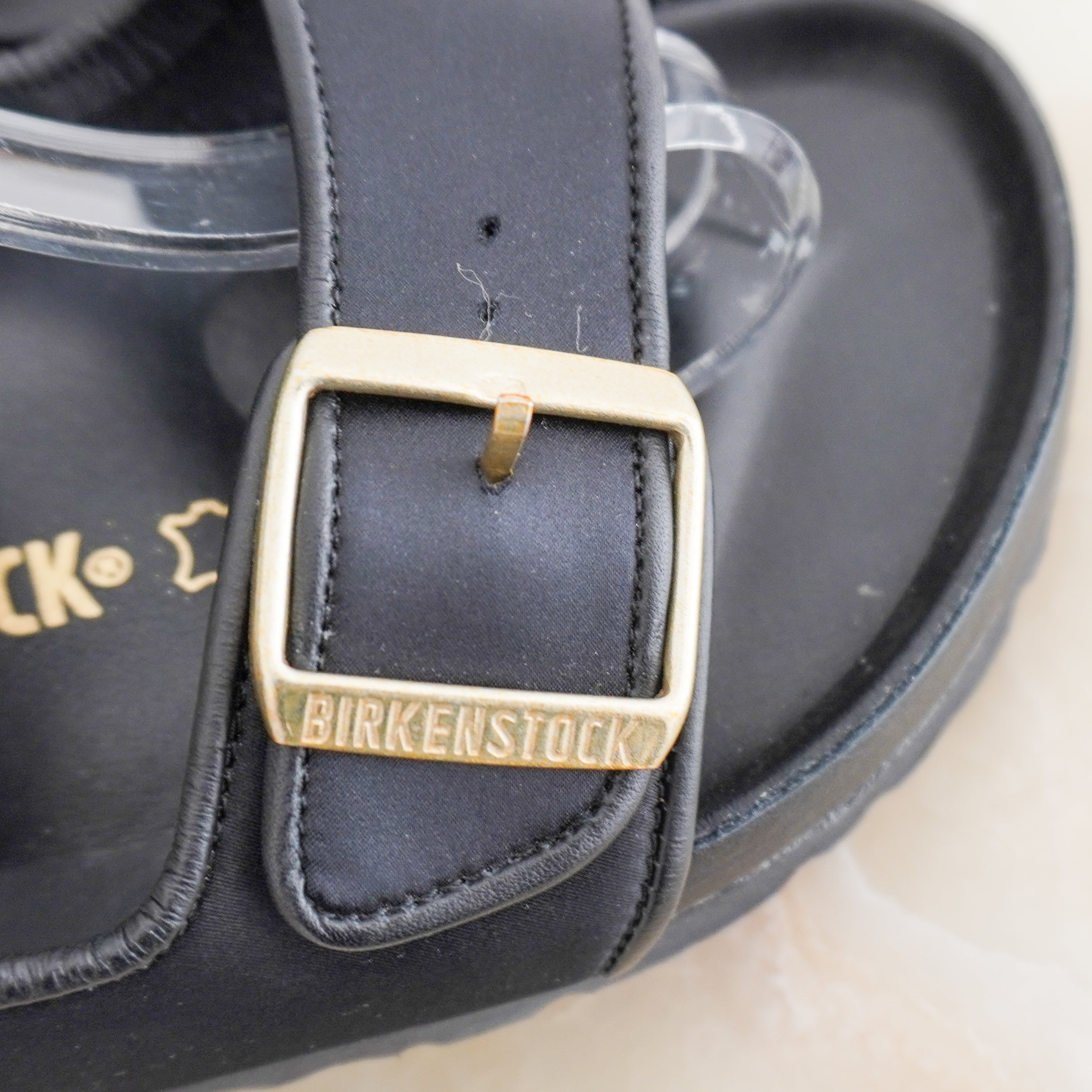 Birkenstock x Il Dolce Far Niente Arizona Satin Sandals Black & Gold (RRP £360) | Authentic Preloved