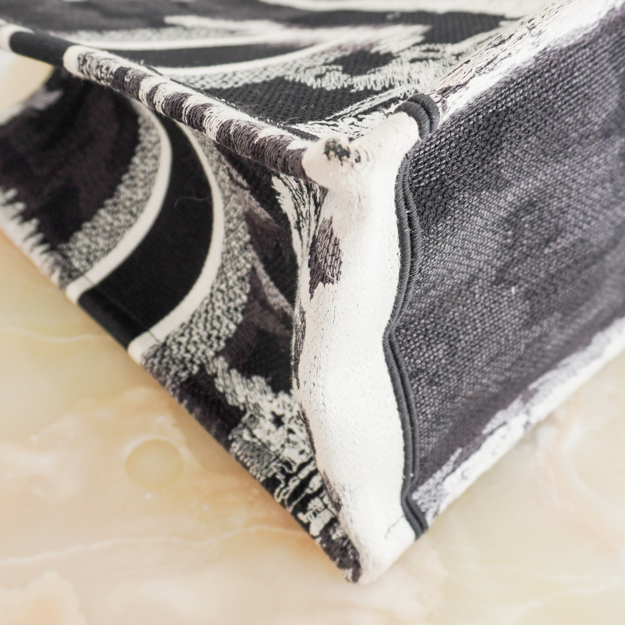 Dior Paris Medium Book Tote in Black & White Embroidery (RRP £2500) | Authentic Preloved