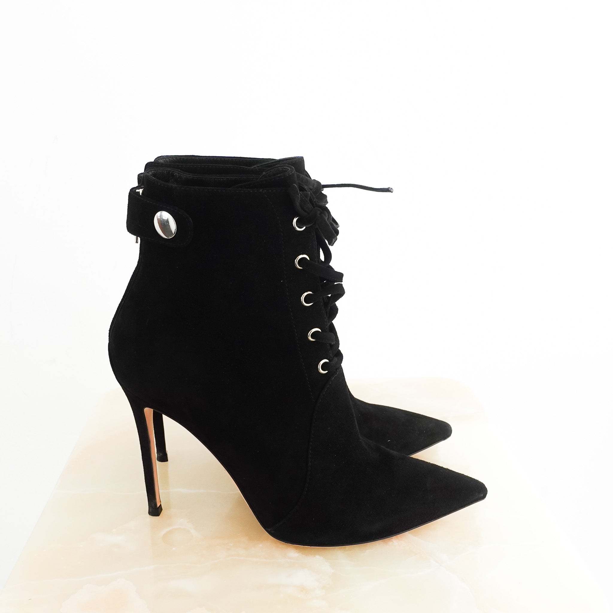 Gianvito Rossi Black Suede Lace Up Boots RRP £2K | Authentic Preloved - Reloved Again