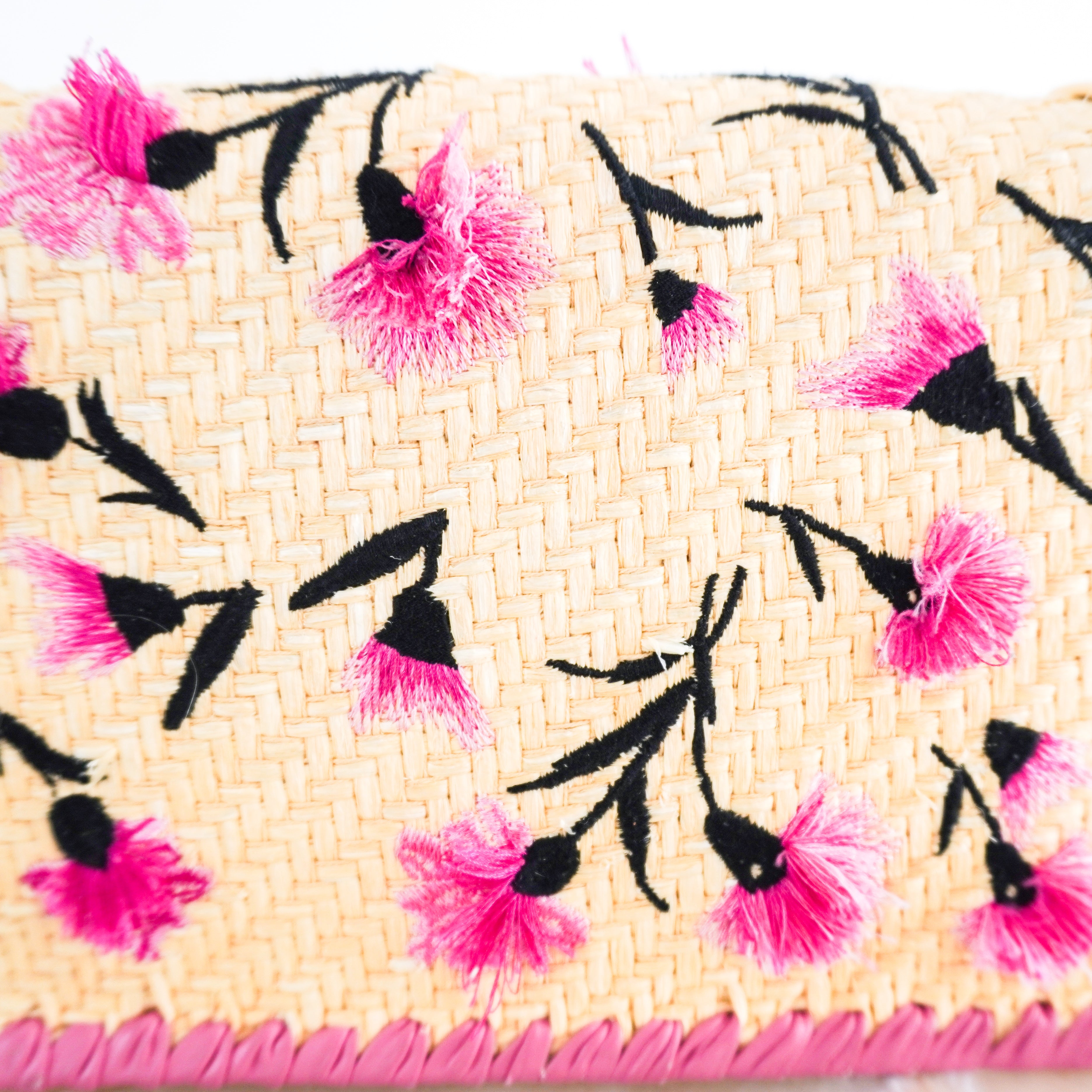 Prada Pink Floral Raffia Paglia Ricamo Crossbody Bag RRP £1150 | Authentic Preloved