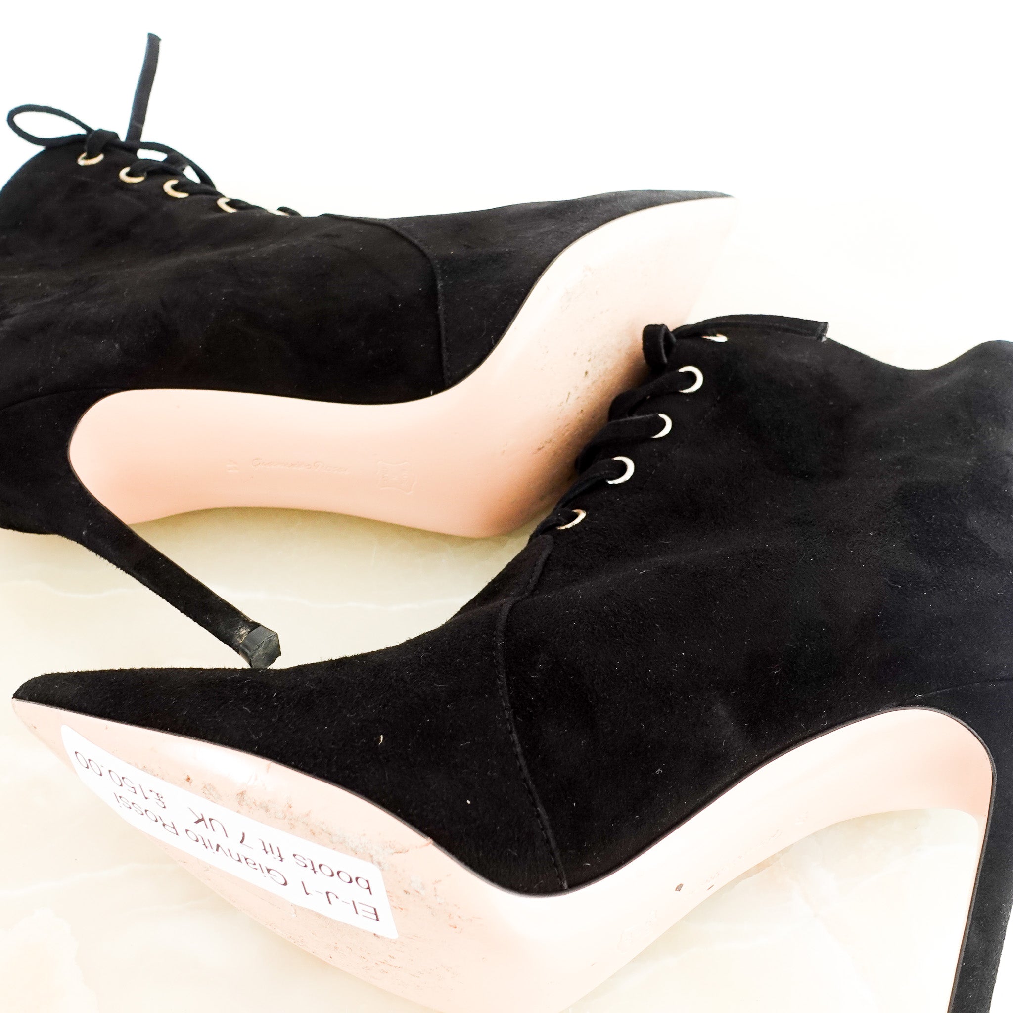 Gianvito Rossi Black Suede Lace Up Boots RRP £2K | Authentic Preloved - Reloved Again