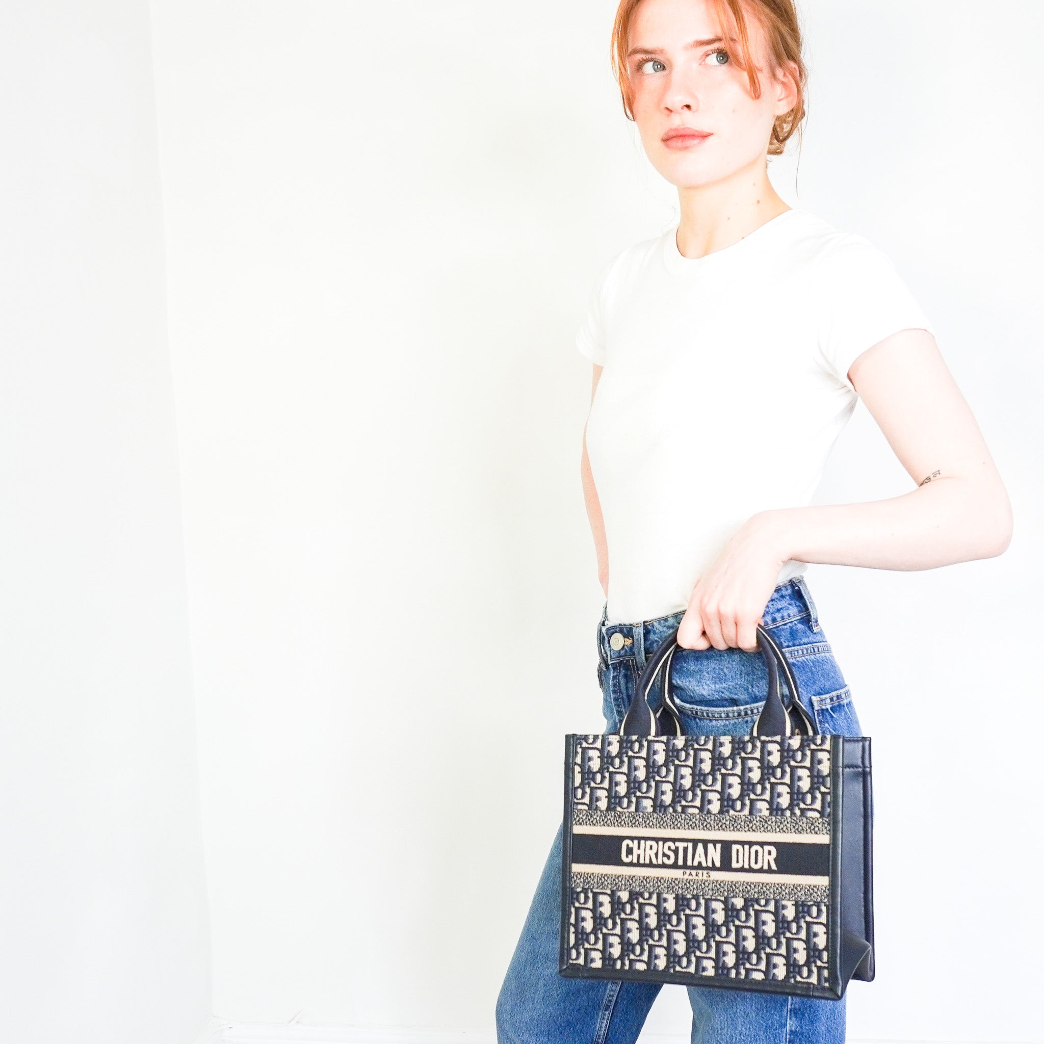 Dior Oblique Small Book Tote in Navy RRP £2400 | Authentic Preloved