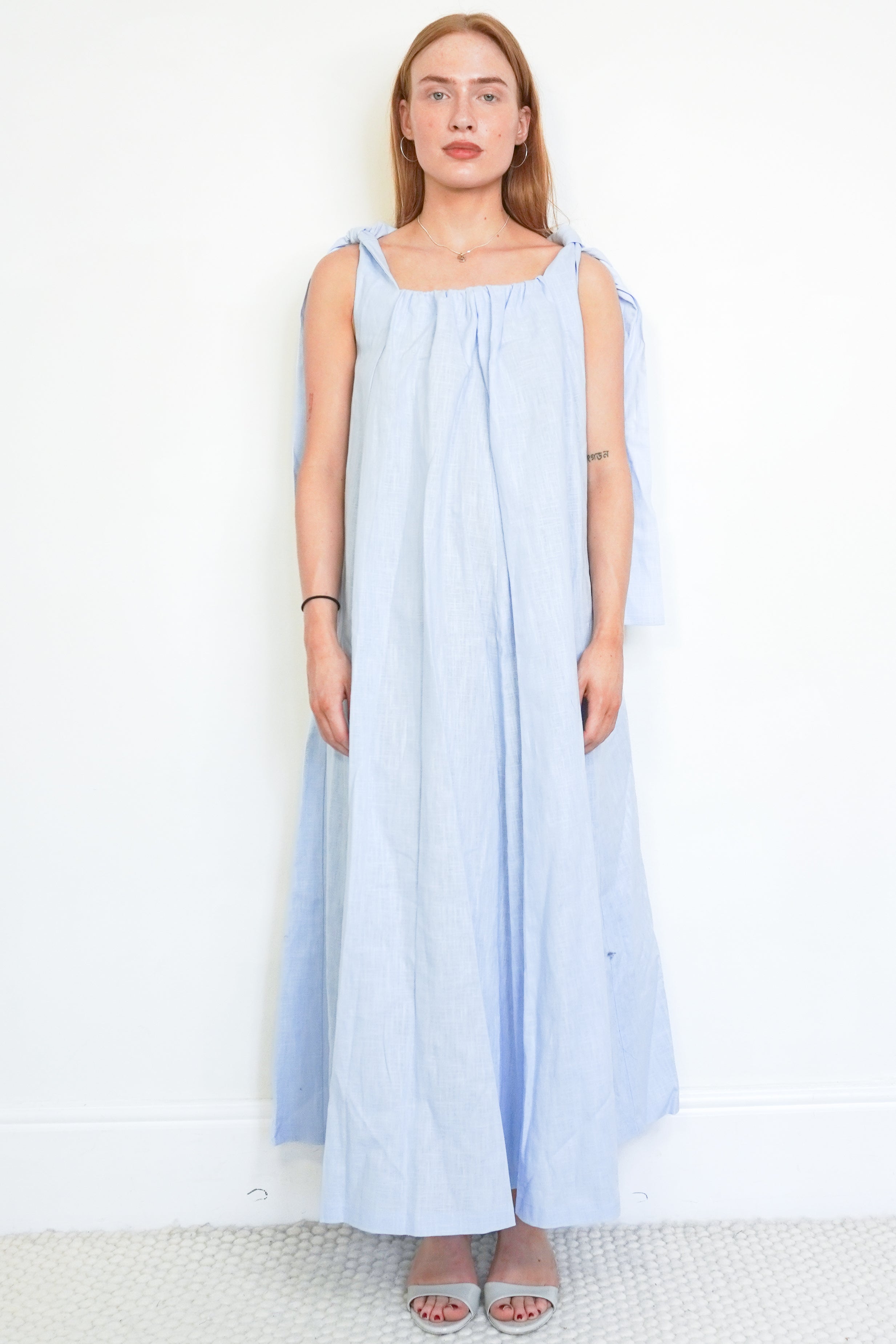 NEW Johanna Sands Perla Blue Linen Maxi Dress (RRP £285) | Authentic Preloved