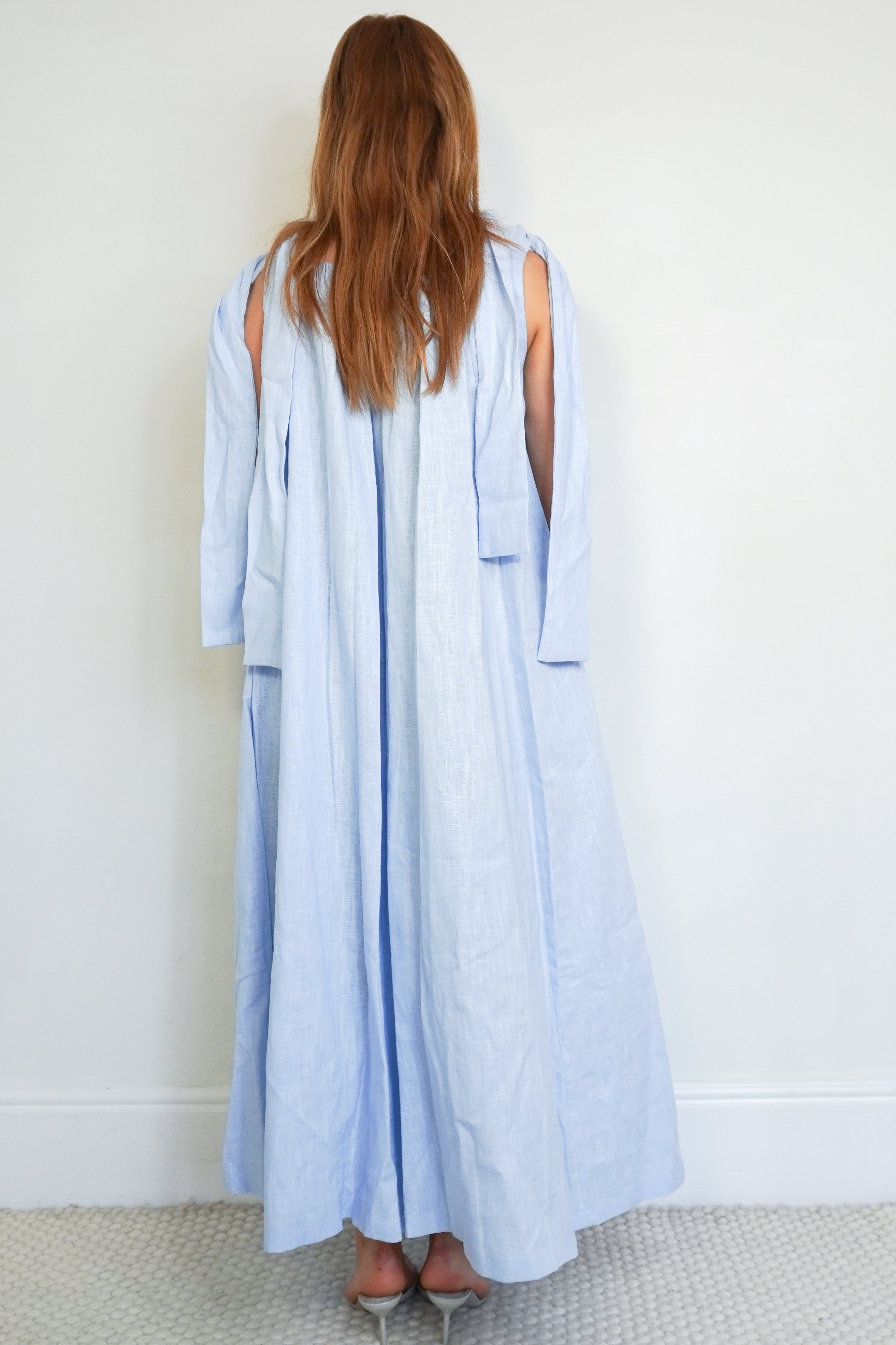 NEW Johanna Sands Perla Blue Linen Maxi Dress (RRP £285) | Authentic Preloved