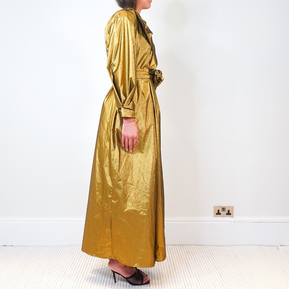 Alessandra Jane Gold pleated maxi dress | Authentic and Preloved - Reloved Again