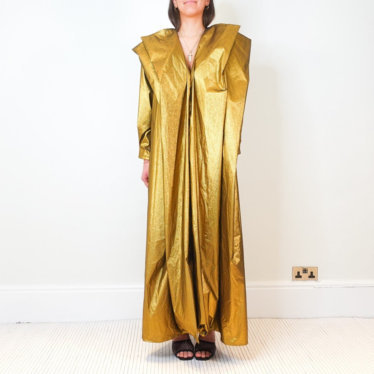 Alessandra Jane Gold pleated maxi dress | Authentic and Preloved - Reloved Again