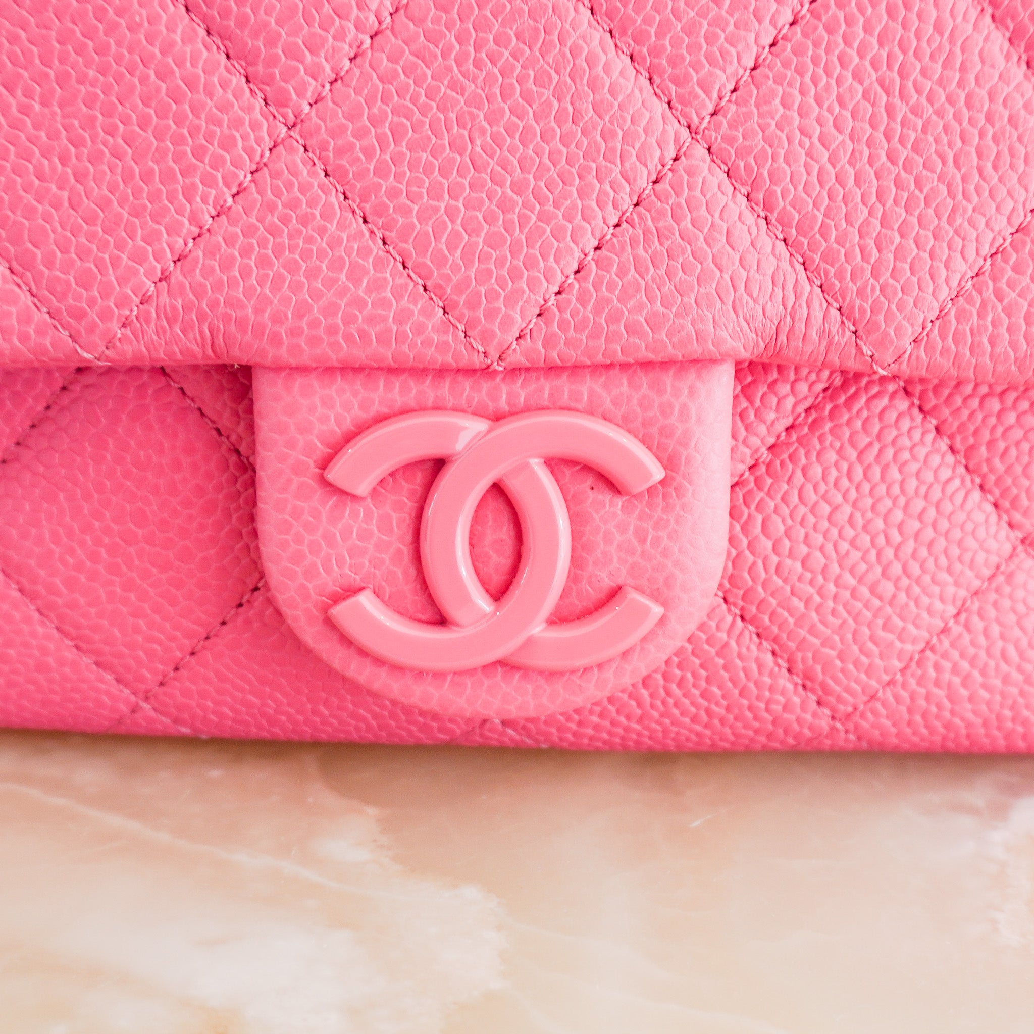 Chanel Caviar Quilted Incognito Mini Square Flap Pink | Authentic Preloved