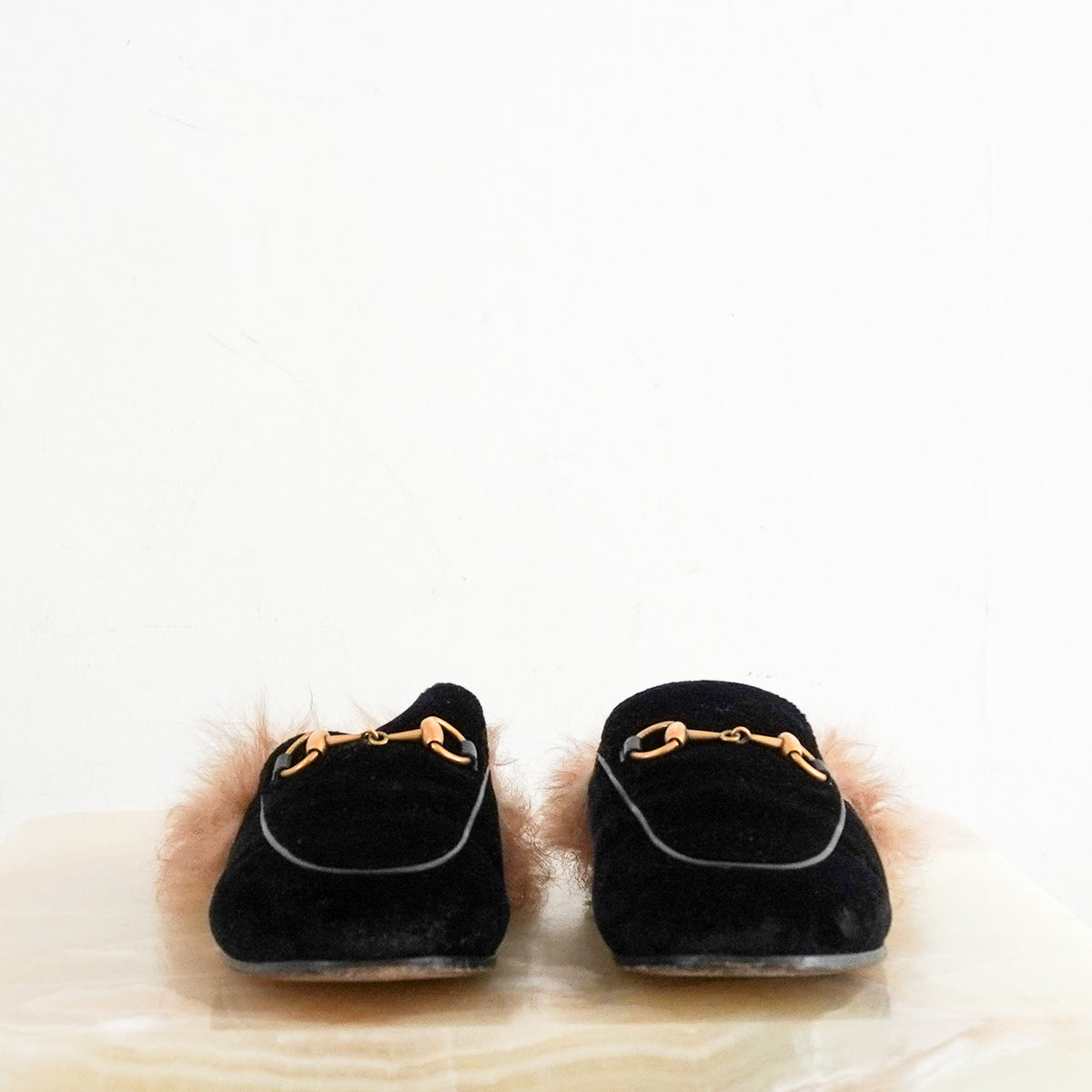 Gucci Black Velvet Princetown Horsebit Fur Mules UK 3 (RRP £1000) | Authentic Preloved - Reloved Again