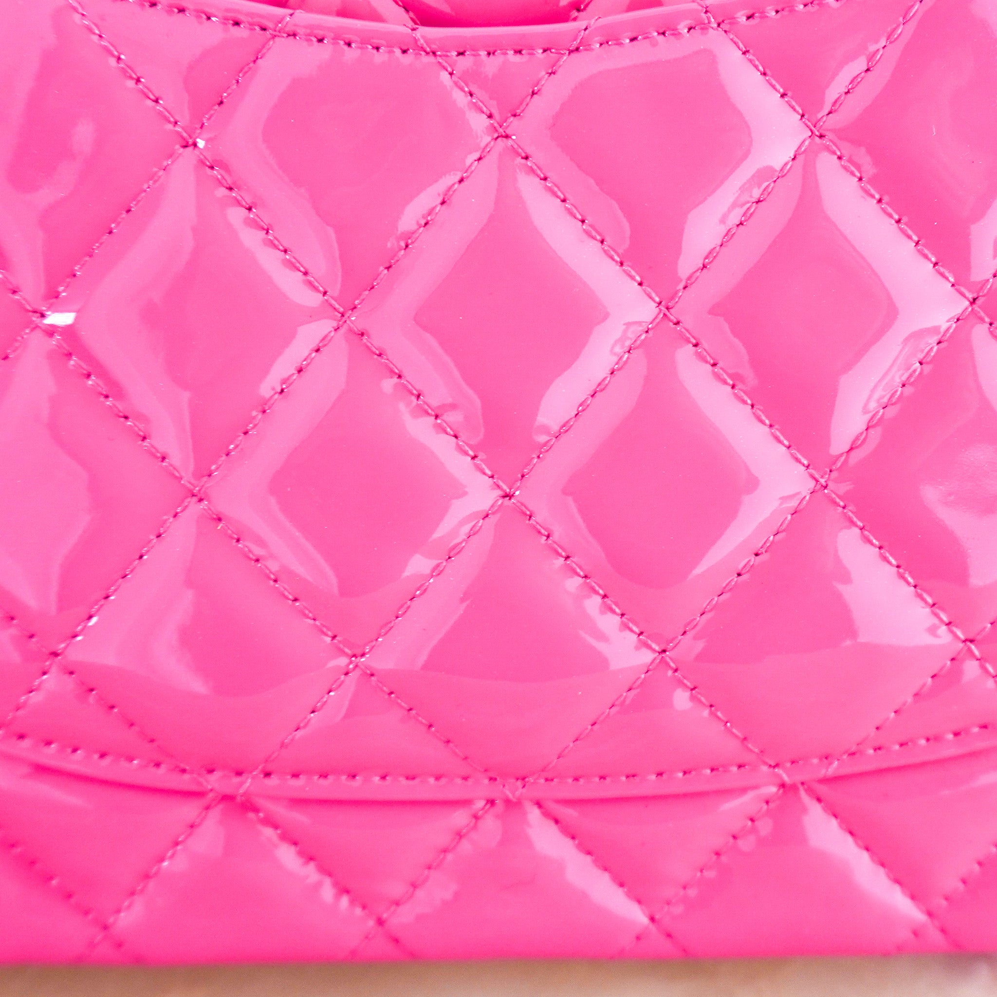 Chanel Classic 11:12 Medium Patent Double Flap Handbag in Pink RRP £8850 | Authentic Preloved - Reloved Again