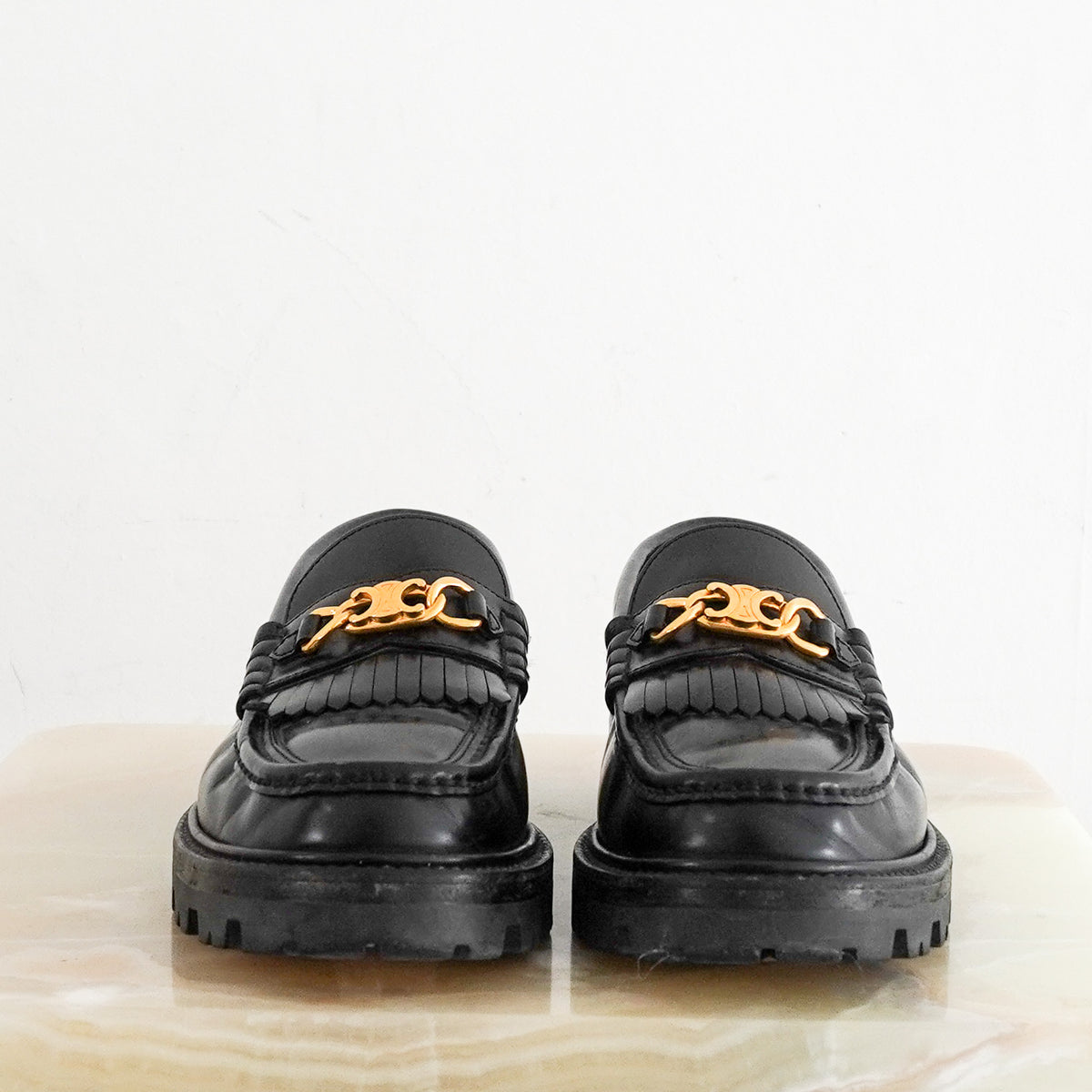Celine Triomphe Black Leather Loafers (RRP £850) | Authentic Preloved - Reloved Again
