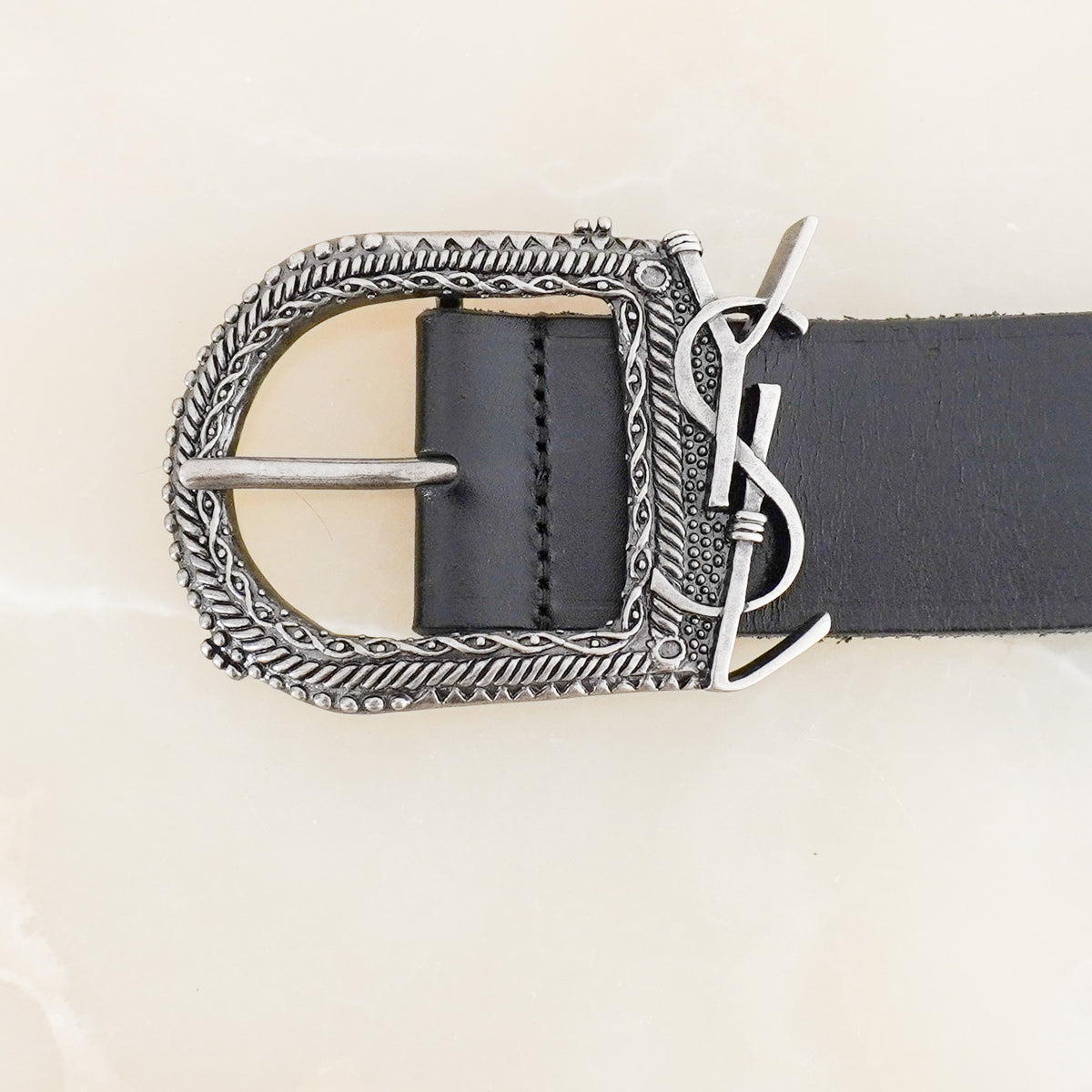 YSL Western Silver Toned Buckle Belt 65 (RRP £450) | FINAL SALE