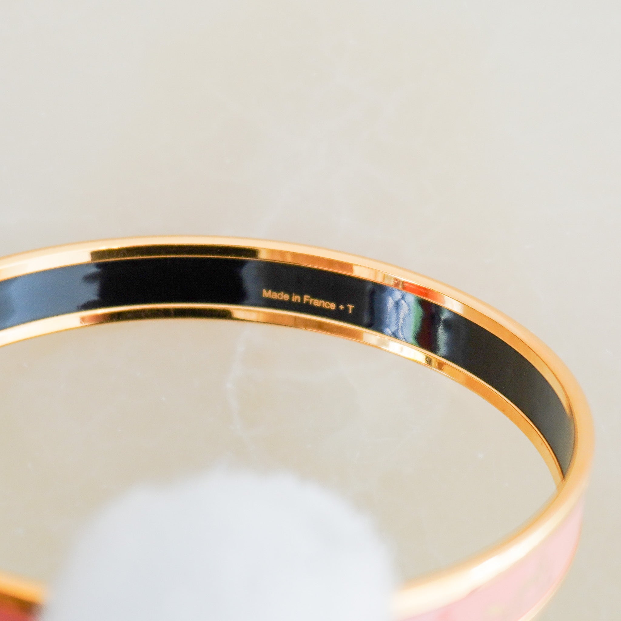 Hermes Pink Enamel Bracelet in Gold Plated Metal RRP £315 | Authentic Preloved