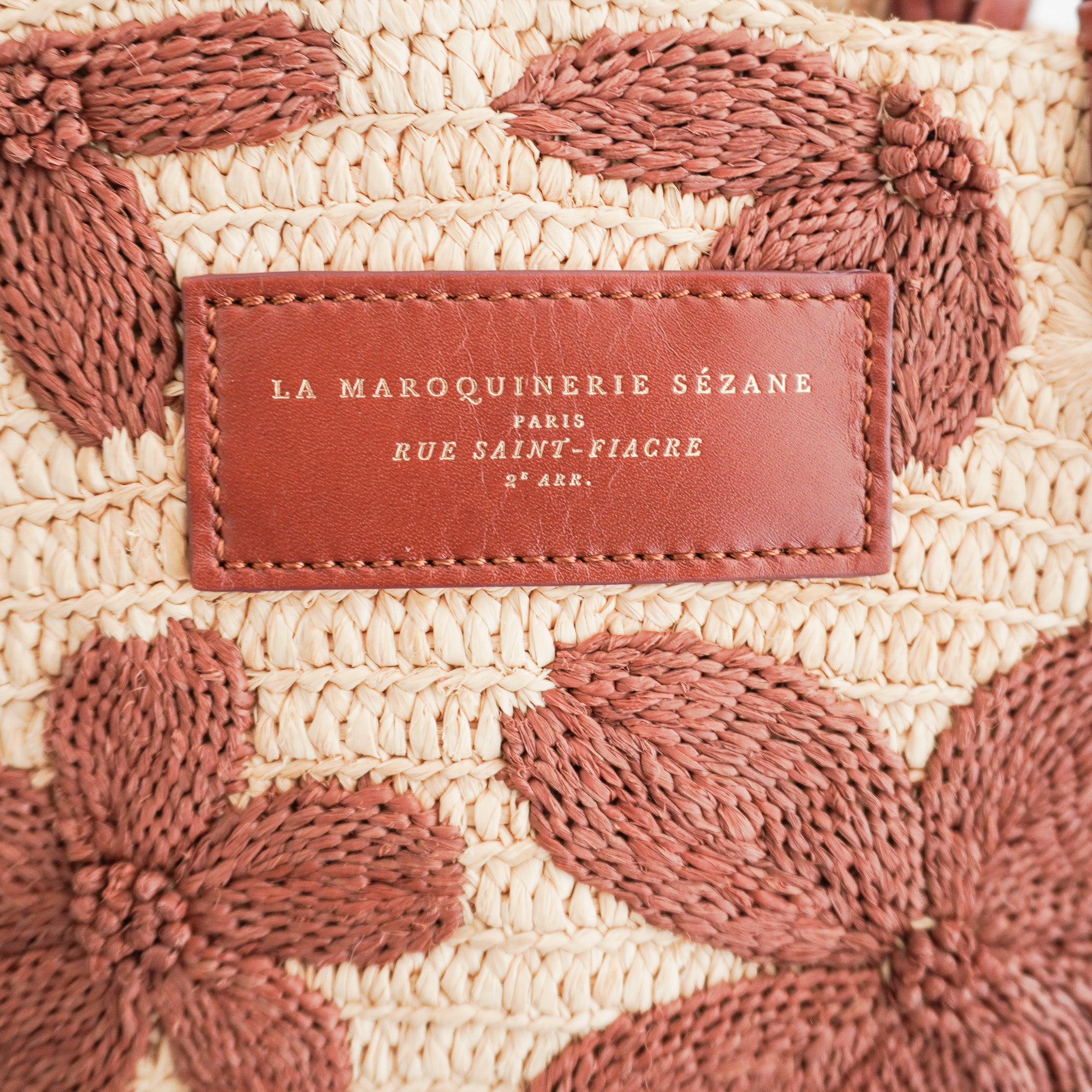 Sezane Justie Raffia Bag with Chocolate Embroidered Flowers (RRP £240) | Authentic Preloved