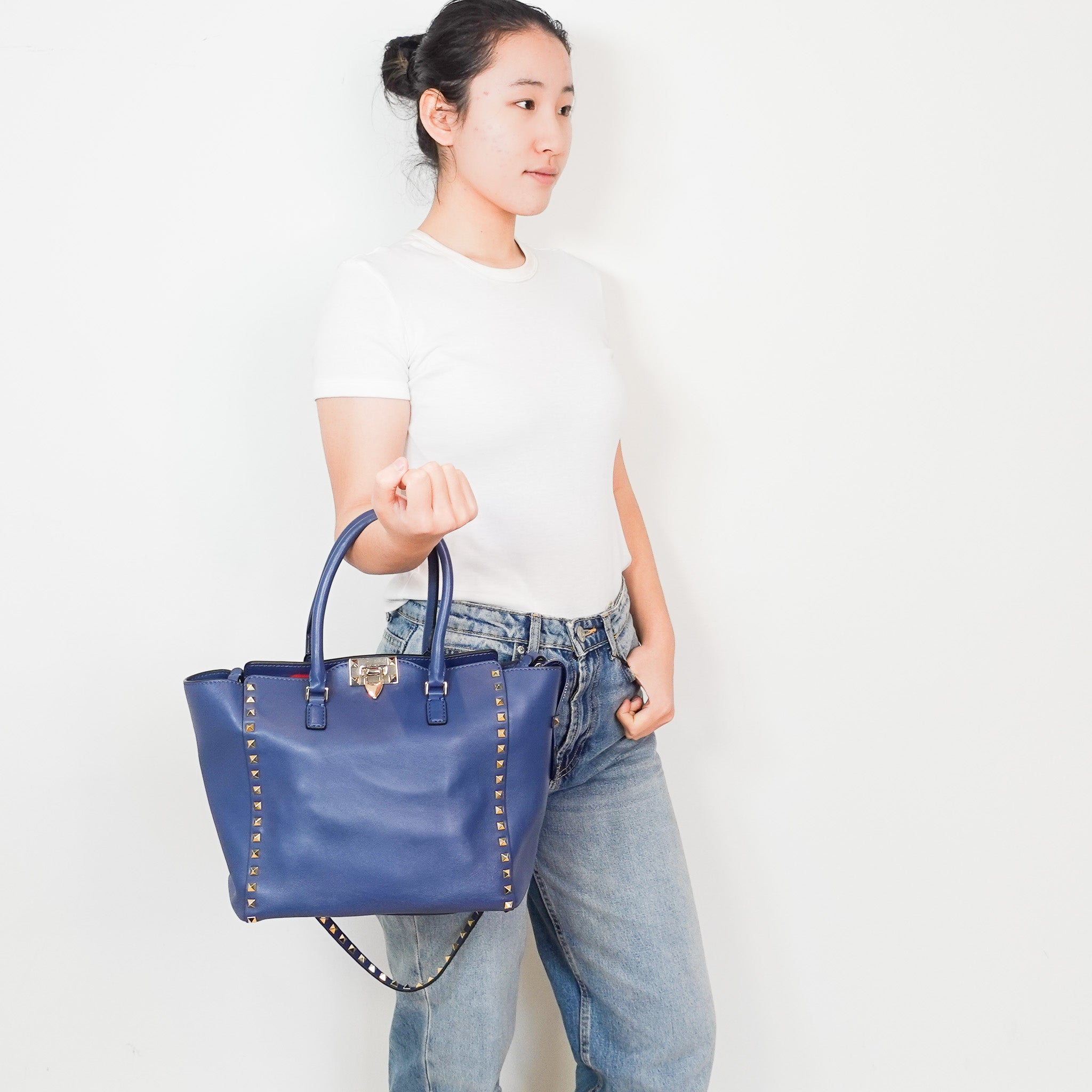 Valentino Blue Rockstud Tote Bag RRP £1950 | Authentic Preloved