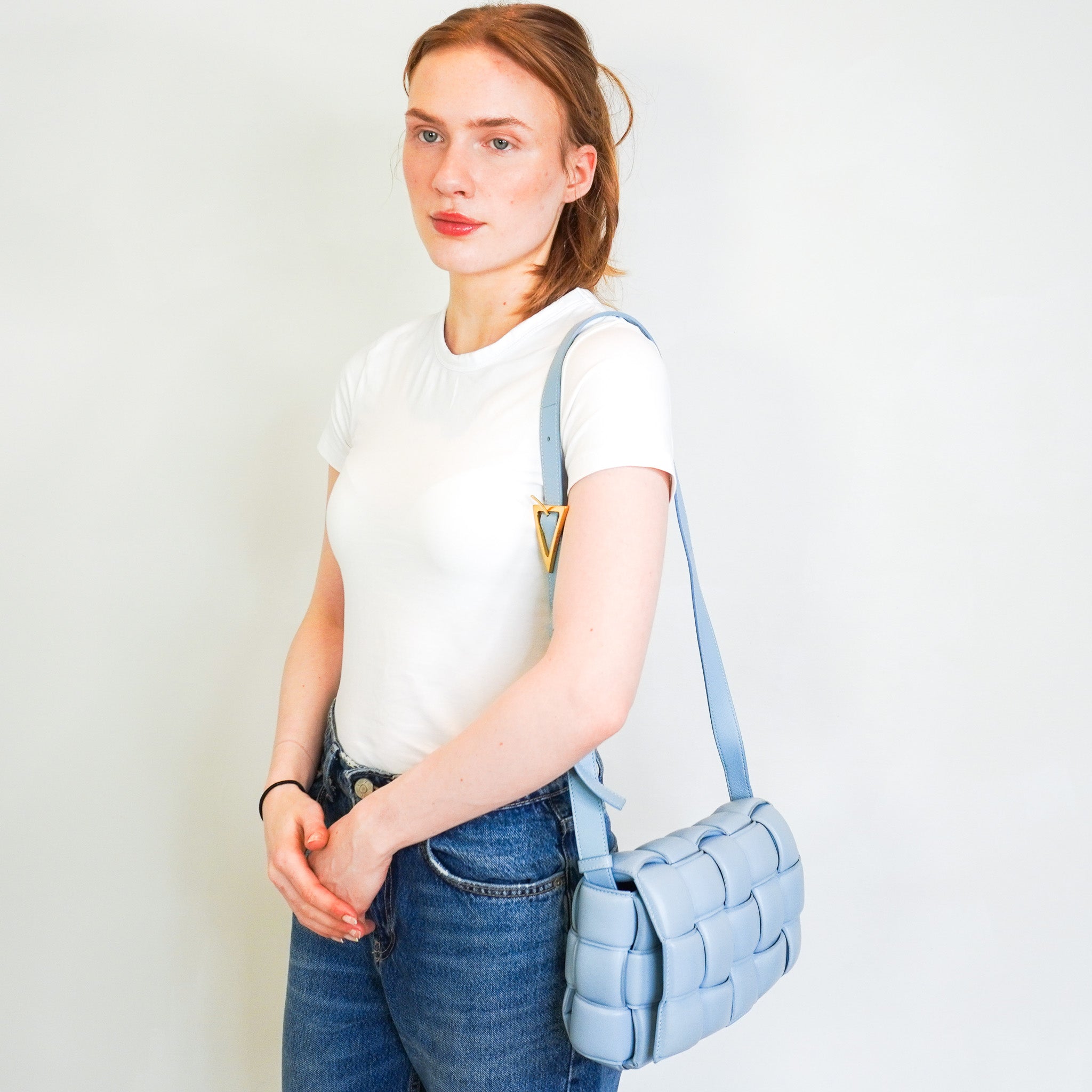 Bottega Veneta Padded Cassette Bag in Light Blue RRP £3230 | Authentic Preloved