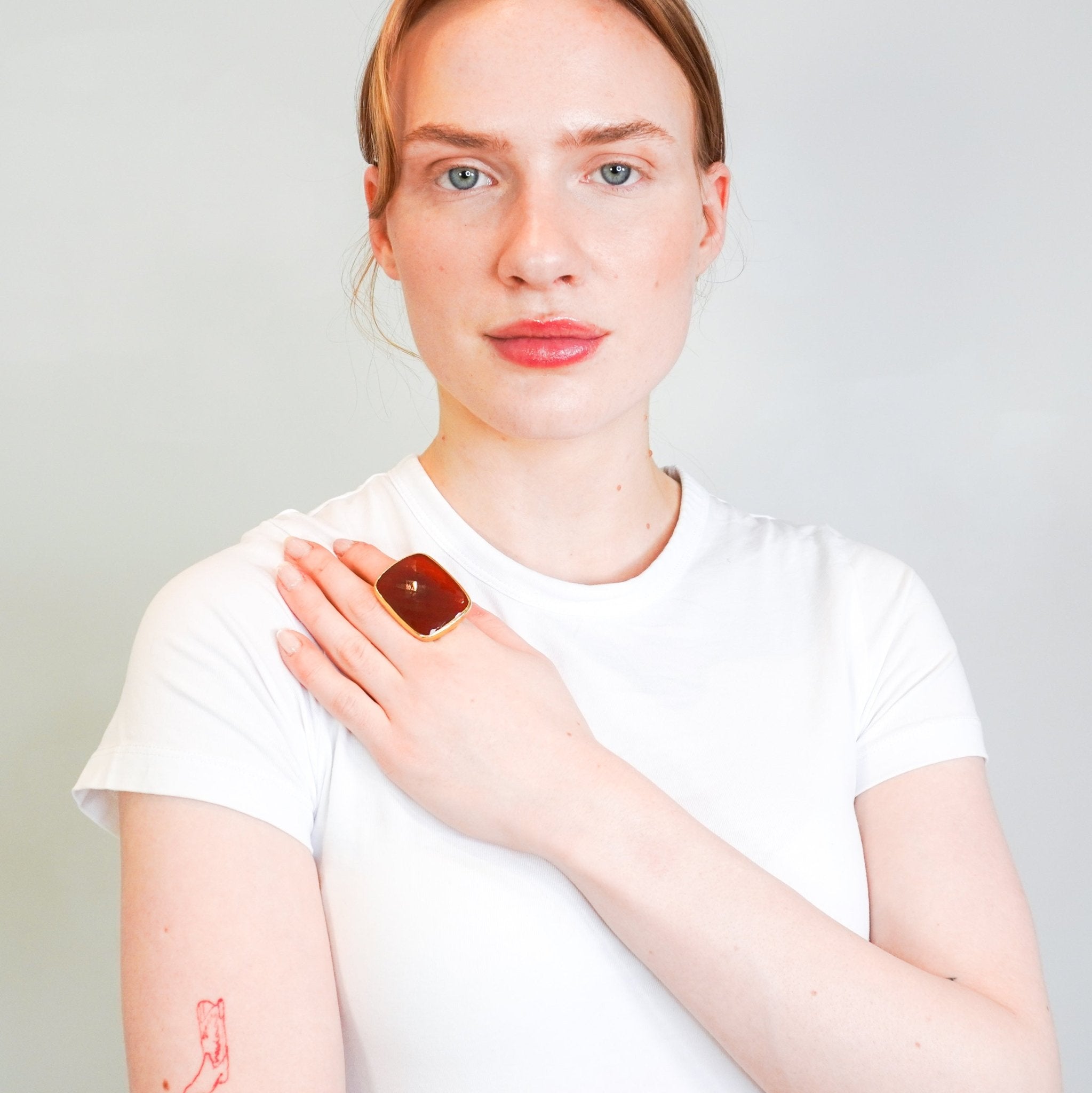 Monica Vinader Red Square Ring in Gold RRP £175 | Authentic Preloved FINAL SALE - Reloved Again