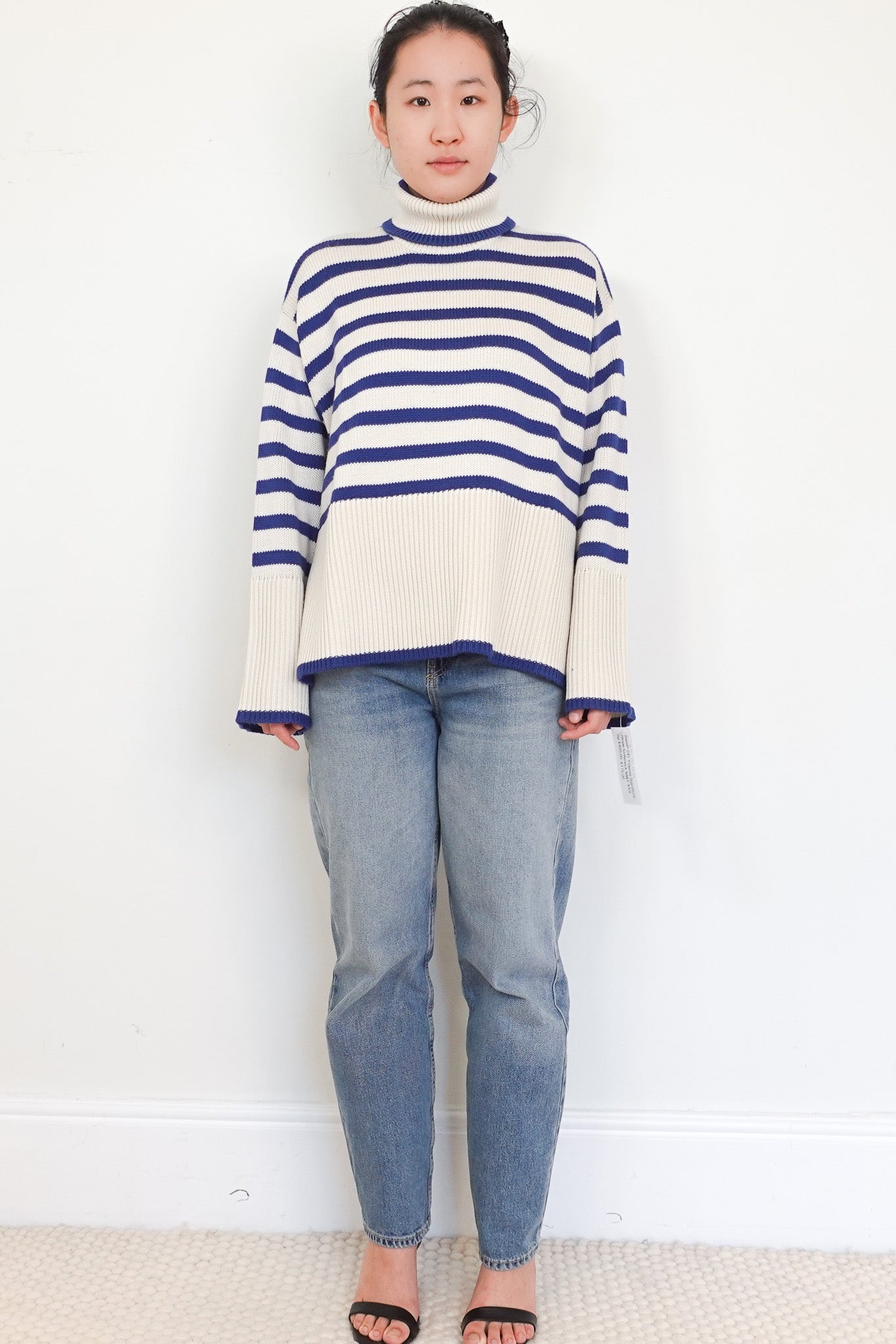 Toteme Blue Signature Striped Turtleneck Sweater RRP £450 | Authentic Preloved - Reloved Again