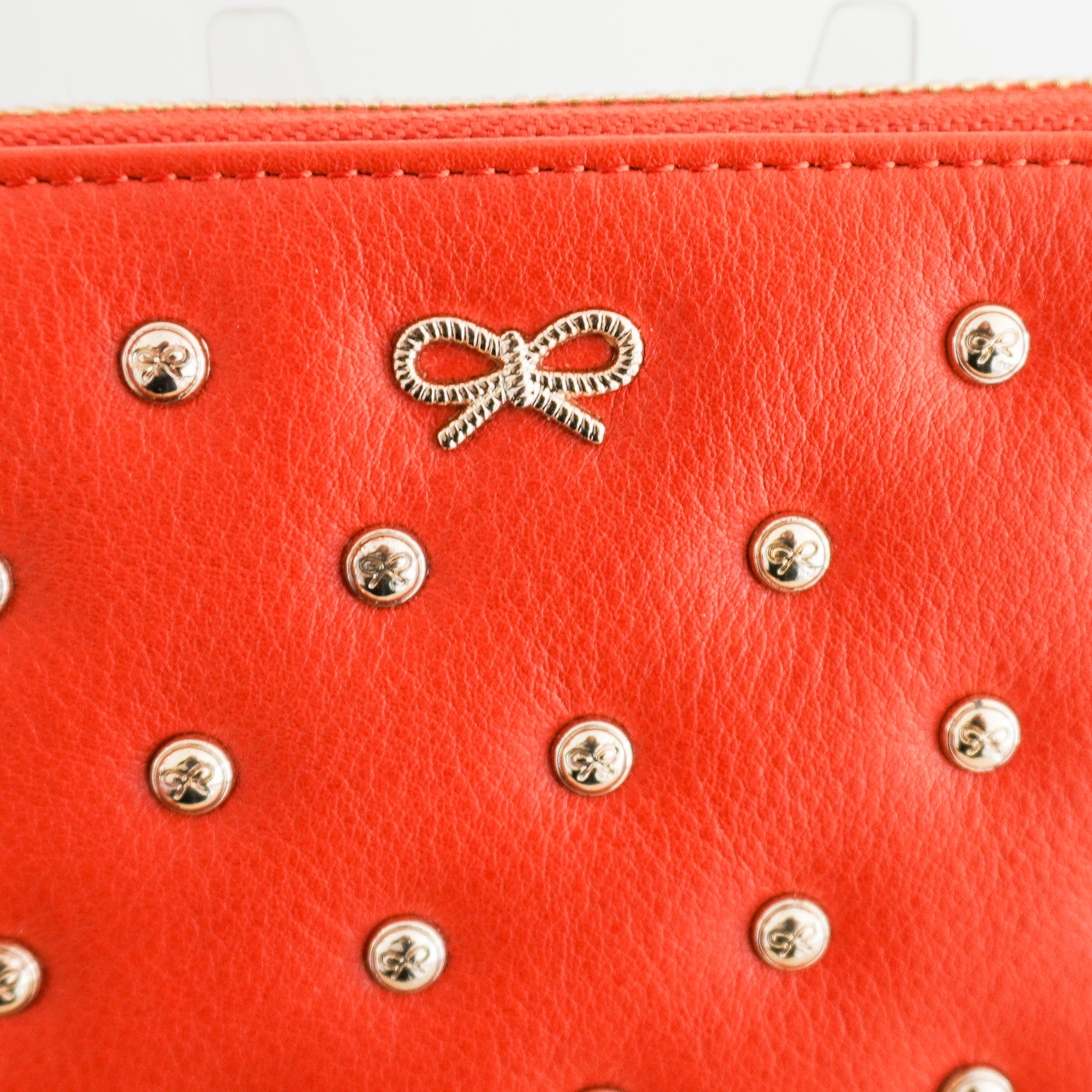NEW Anya Hindmarch Studded Leather Zip Around Wallet in Orange (RRP £275) | Authentic Preloved
